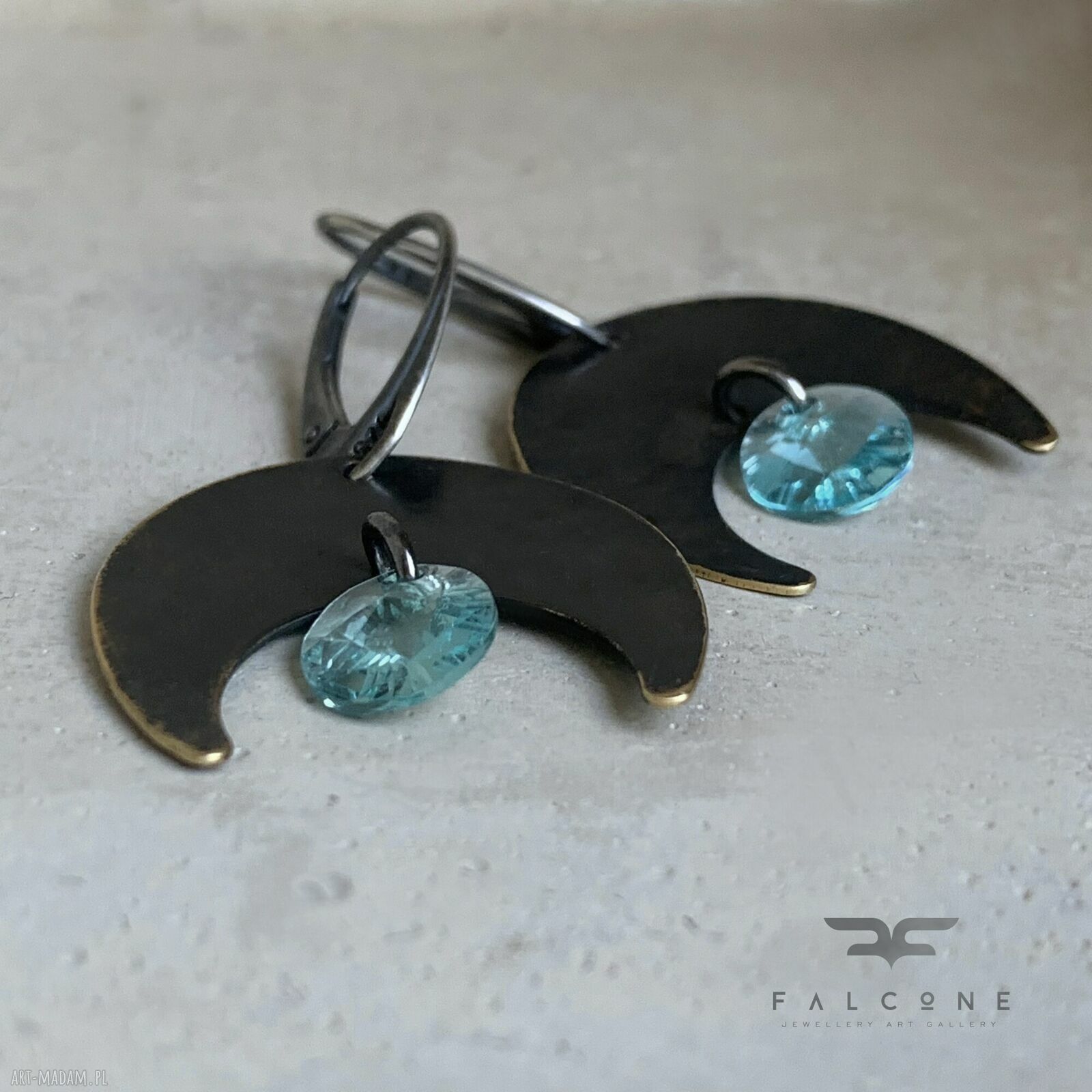 Kolczyki z kryształami Swarovskiego Dark Moon i Turquoise Glow