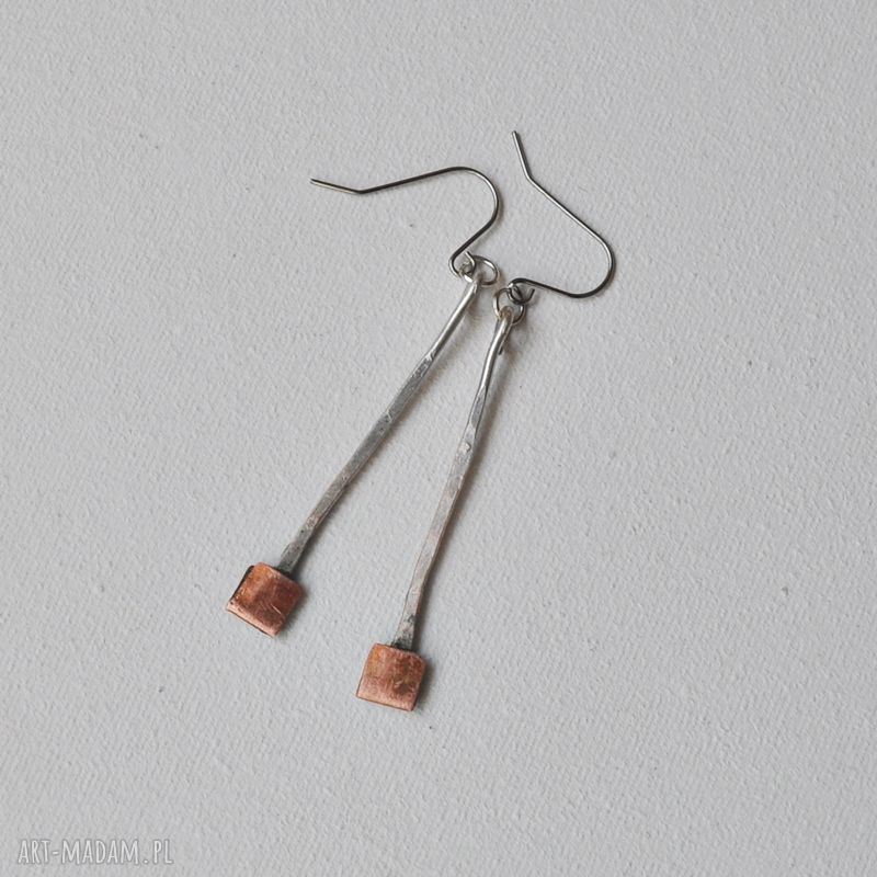 Kolczyki z kutej i oksydowanej miedzi /23/ - handmade