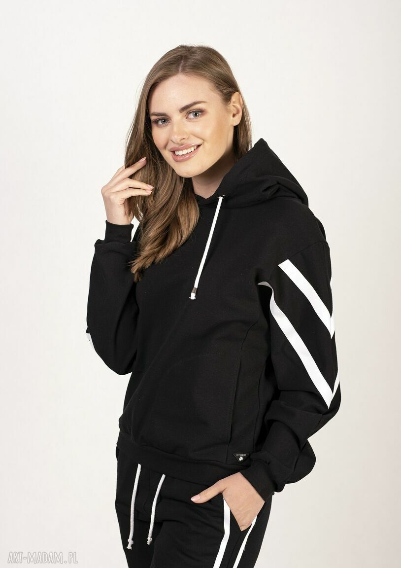 Bluza dresowa z lampasami Rozalia - czarna