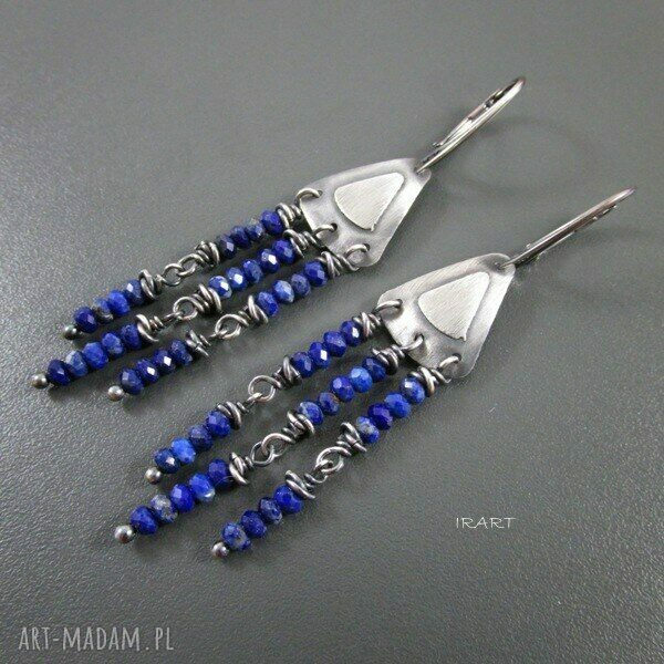 Kolczyki z lapis lazuli - srebro 925 oksydowane