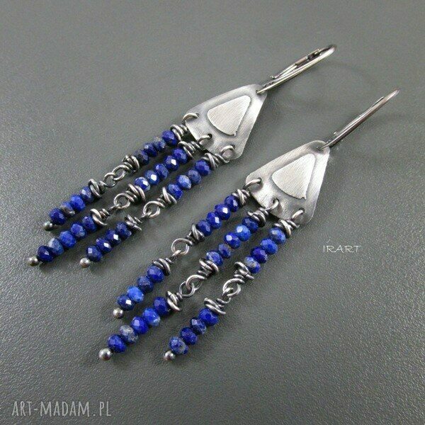 Kolczyki z lapis lazuli - srebro 925 oksydowane