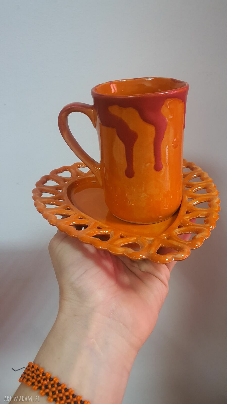 Z miłości do ceramiki - zestaw talerz-serce i kubek 300 ml