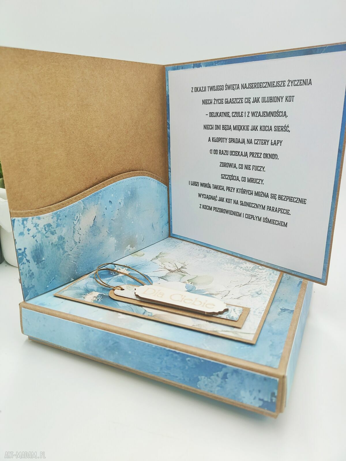 Elegancka kartka scrapbooking „Dla Ciebie” z pudełkiem na imieniny lub urodziny