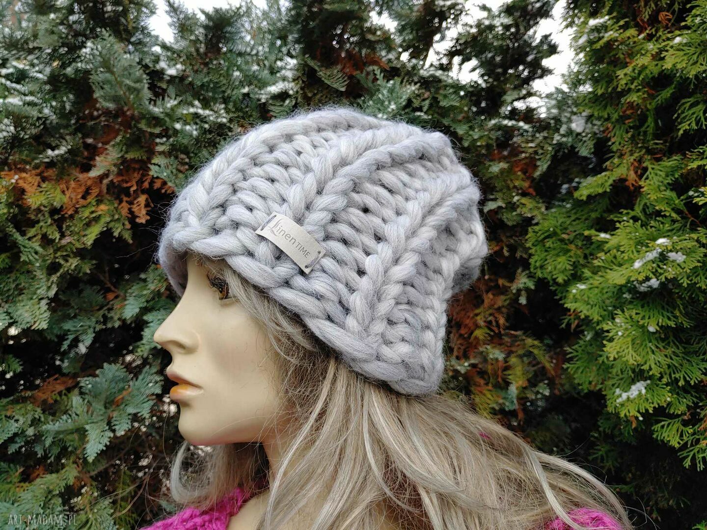 Czapka z olbrzymiej wełny merynosa - oversize i grube sploty (giant knitting)