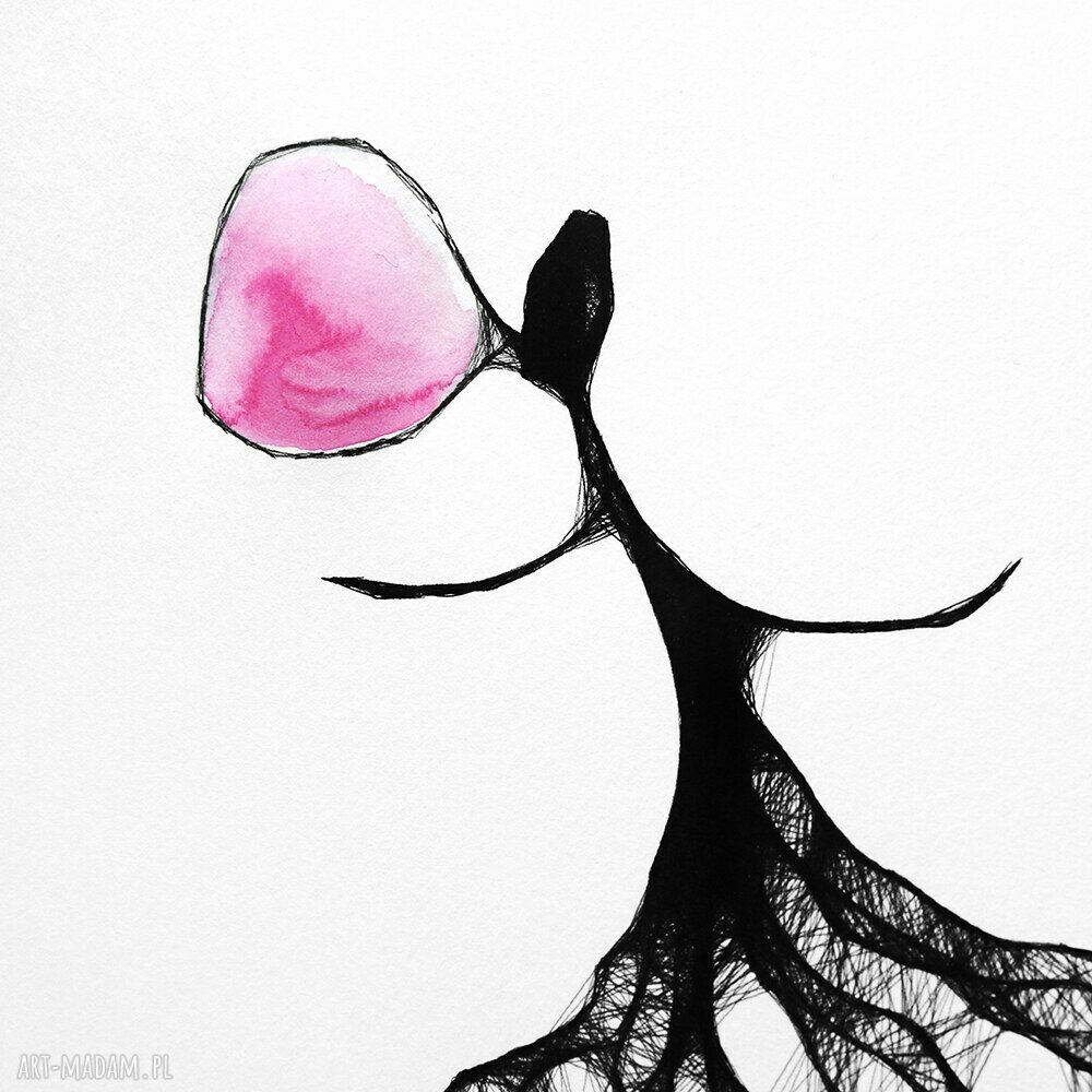 Autorska grafika z ramą nr 119 - guma balonowa, gotowa do zawieszenia do salonu