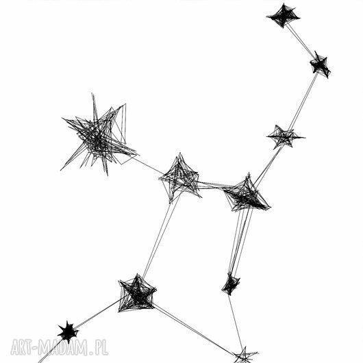 Grafika z ramą - znak zodiaku Panna (czarno-biała)