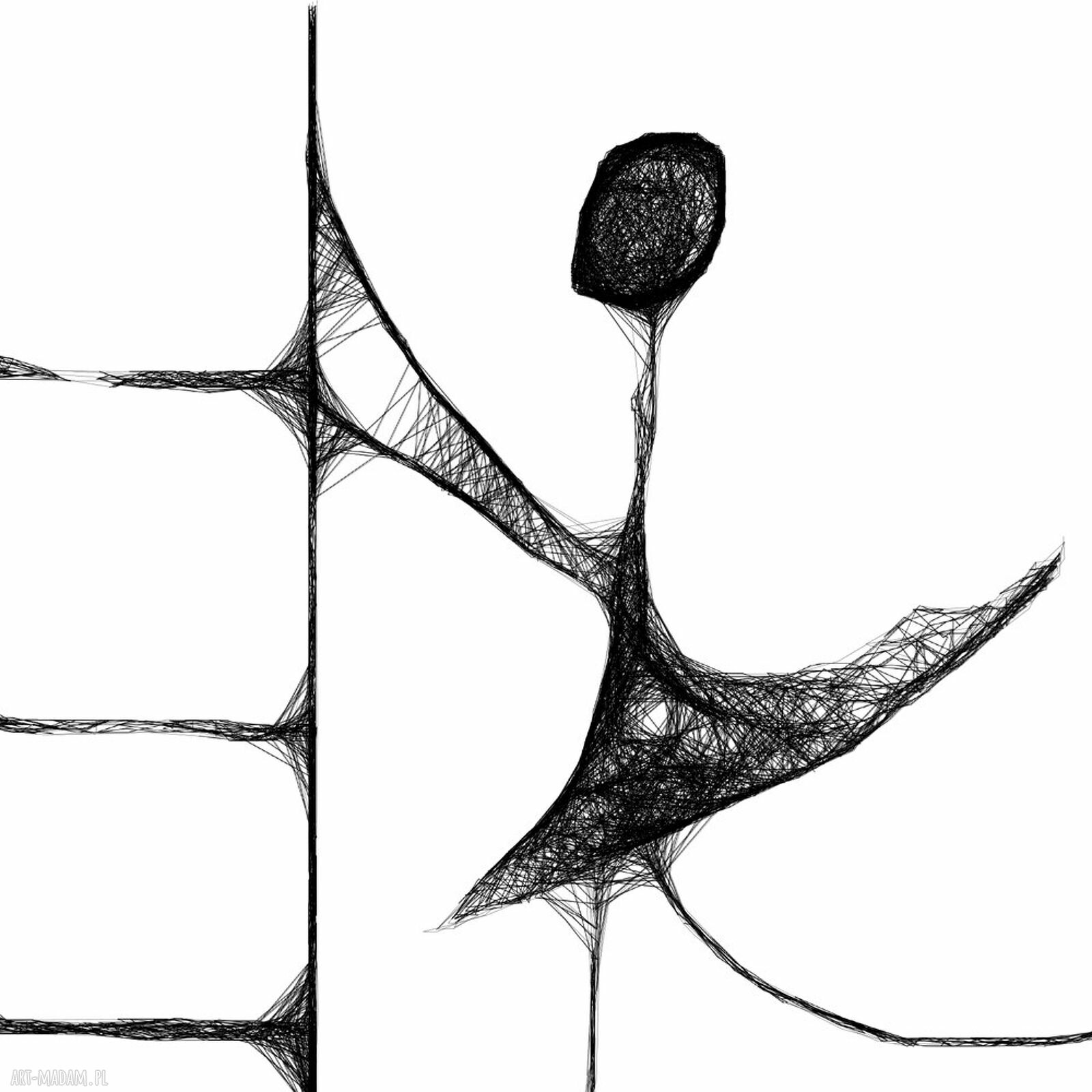 Czarno-biała dziewczynka na drabinie - grafika z ramą 41x31 cm