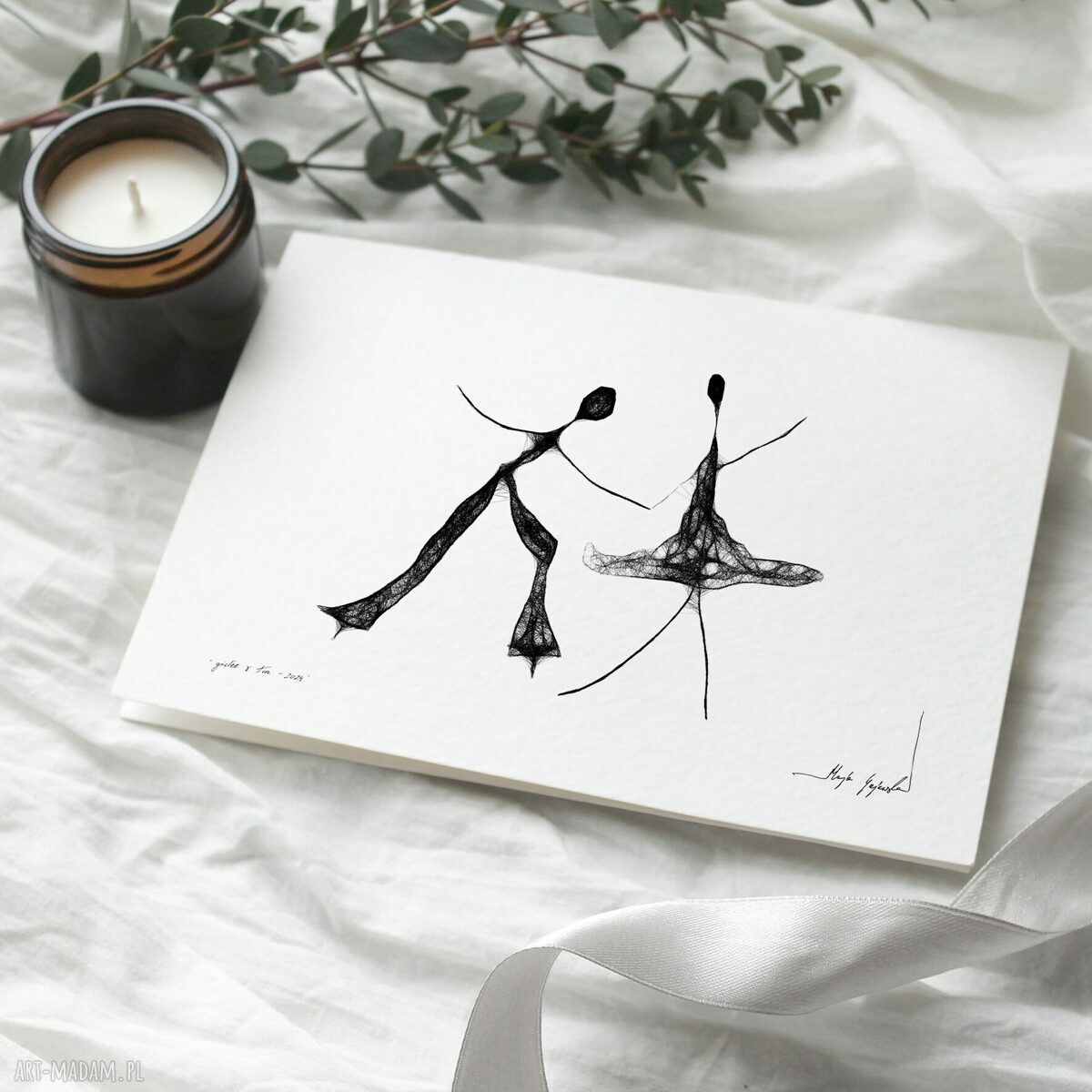 Grafika z ramą Tango nr 102 - elegancka czarno-biała dekoracja 41x31 cm