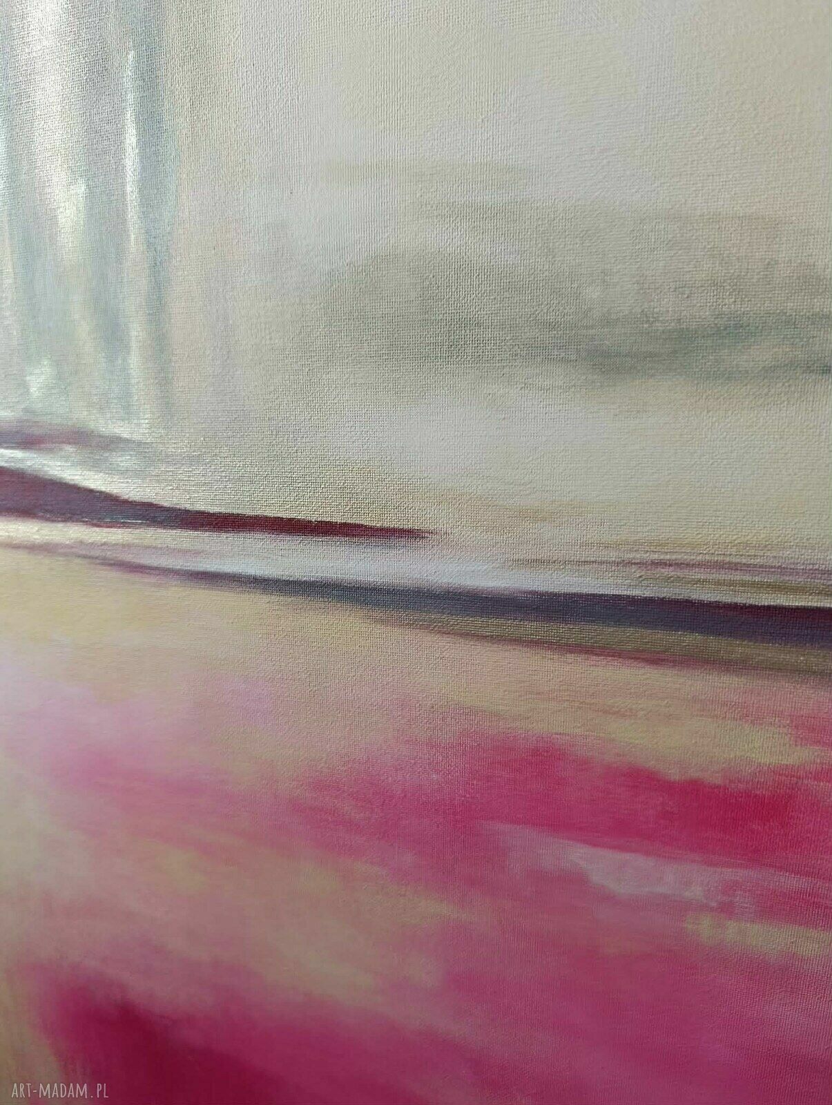 Abstrakcja z różem i złotem - ręcznie malowany obraz akrylowy 60 x 50 cm