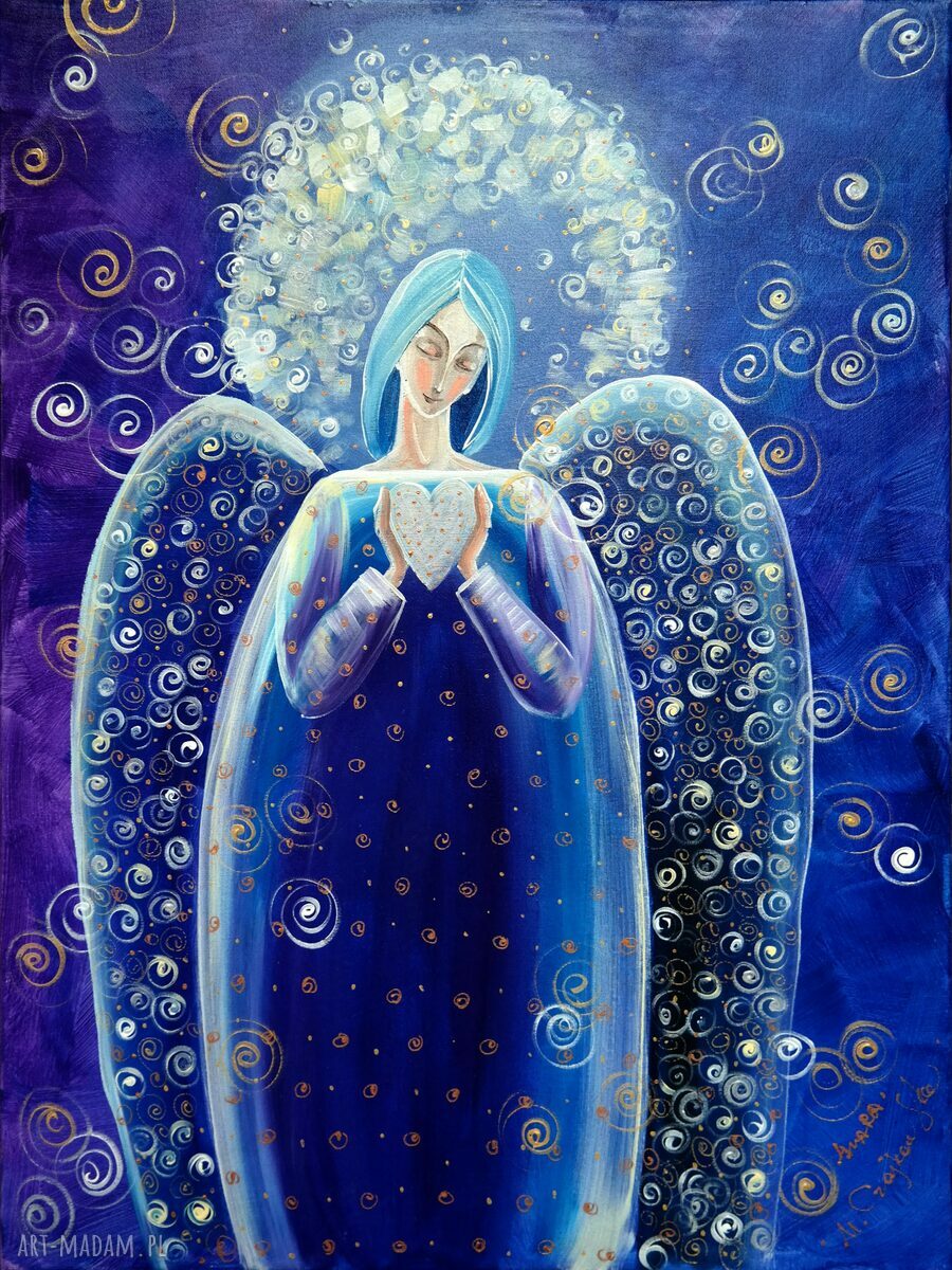 Anioł z Serduszkiem (niebieski) 45x60 cm