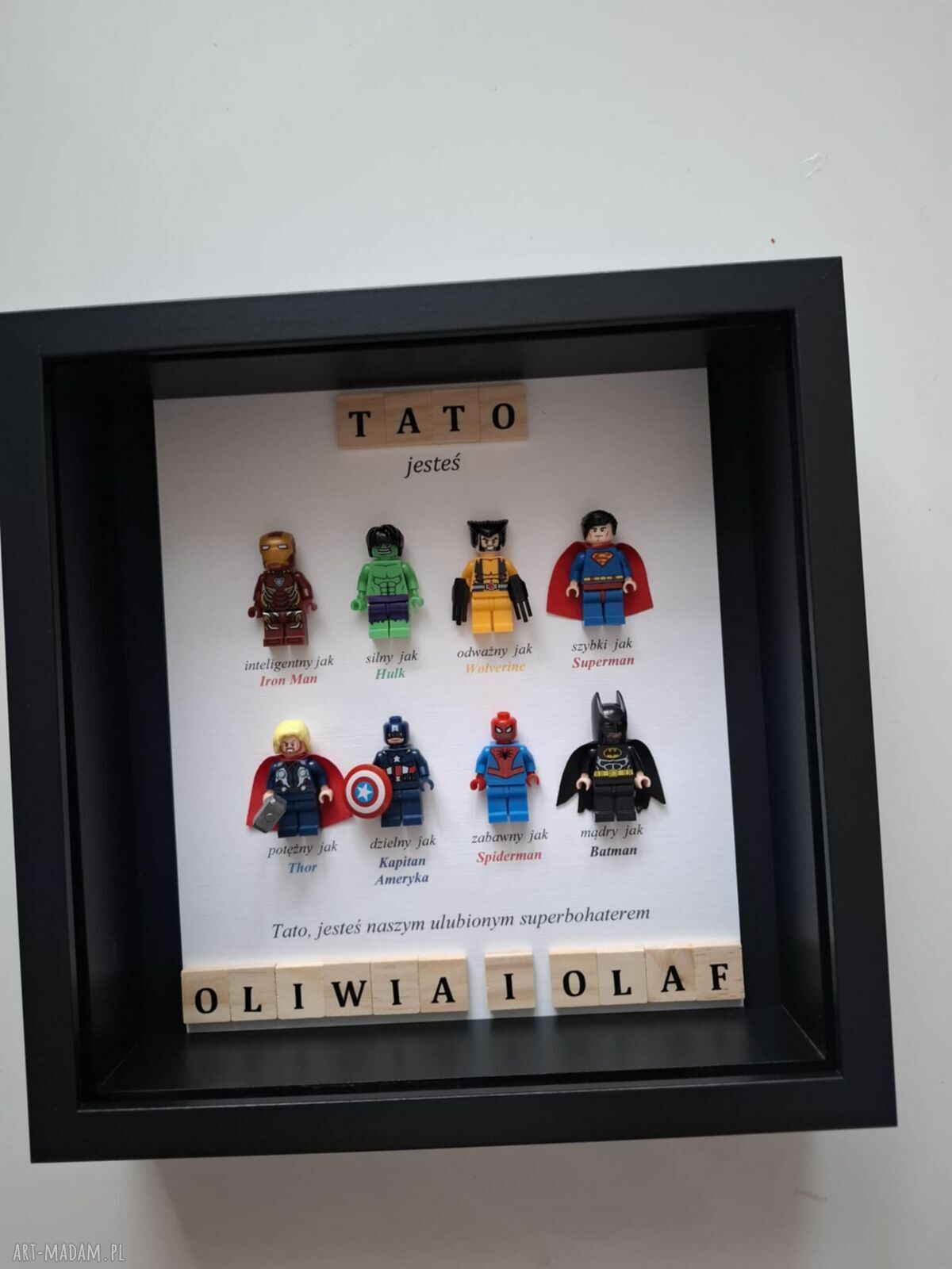 Personalizowana ramka z superbohaterami na Dzień Ojca, Dzień Nauczyciela i Walentynki