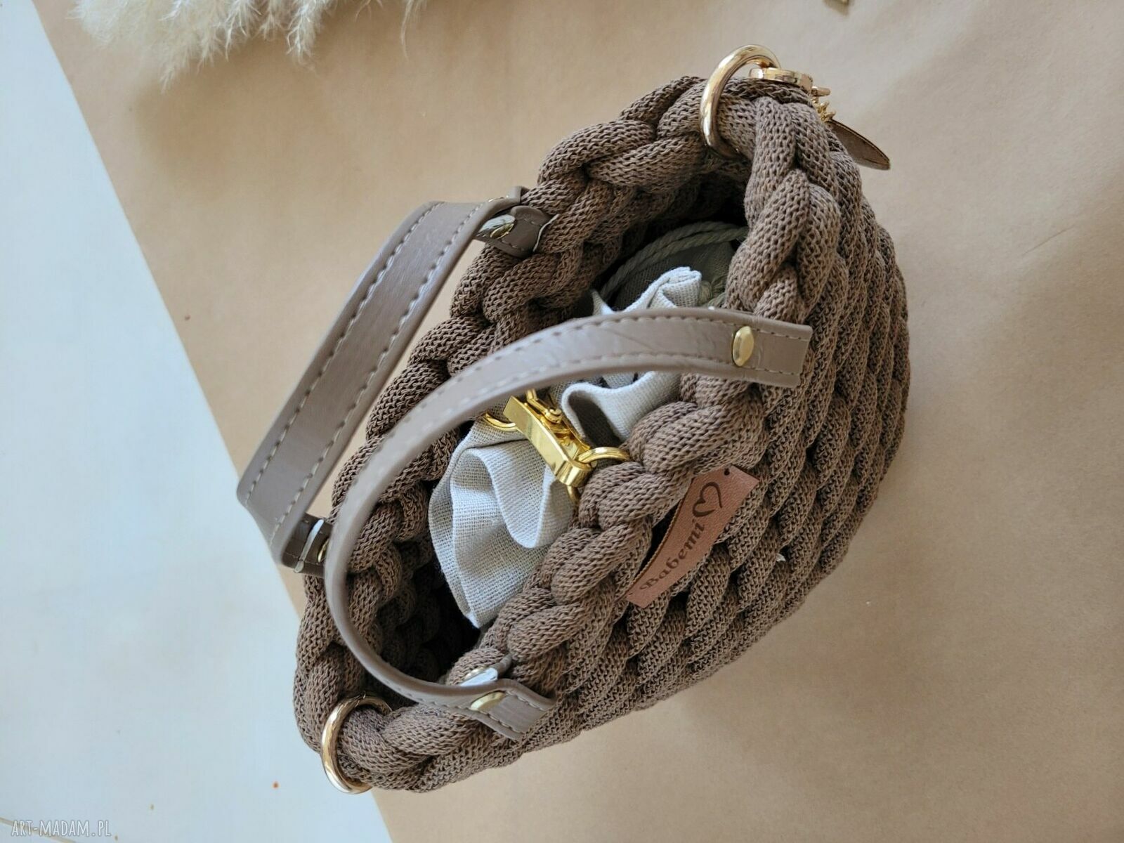 Torebka Boho Wave Bag MINI z bawełnianego sznurka - orzechowy brąz