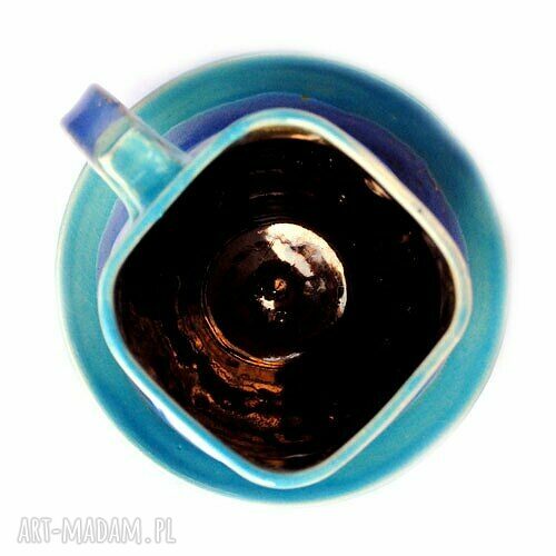 Kubek ceramiczny z talerzykiem „Pani Agaty” - handmade 450 ml