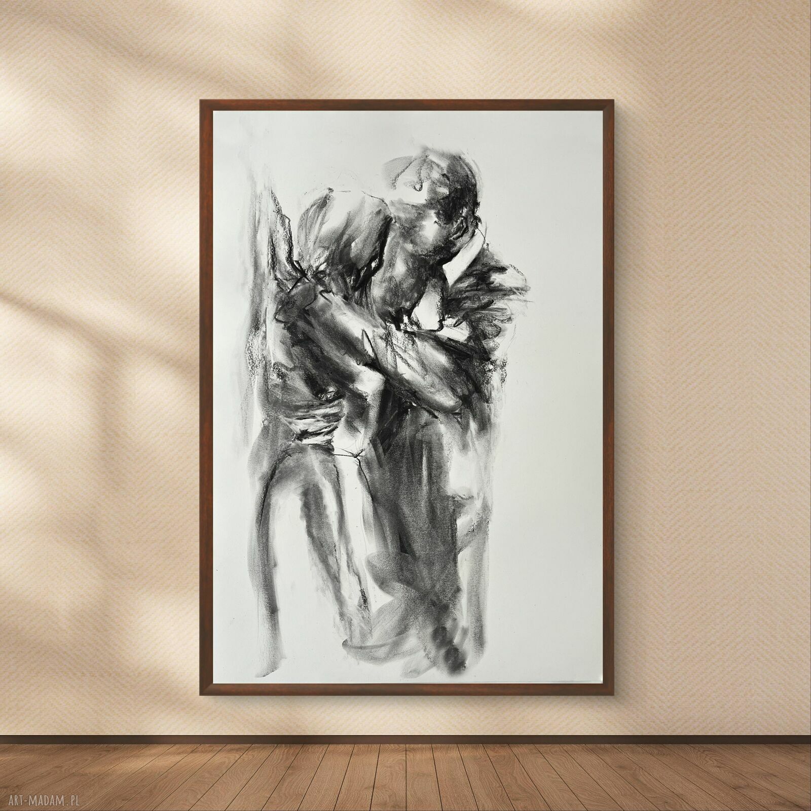 Obraz „Z Tobą” 100x70 cm - rysunek węglem do oprawy pod szkło lub plexi
