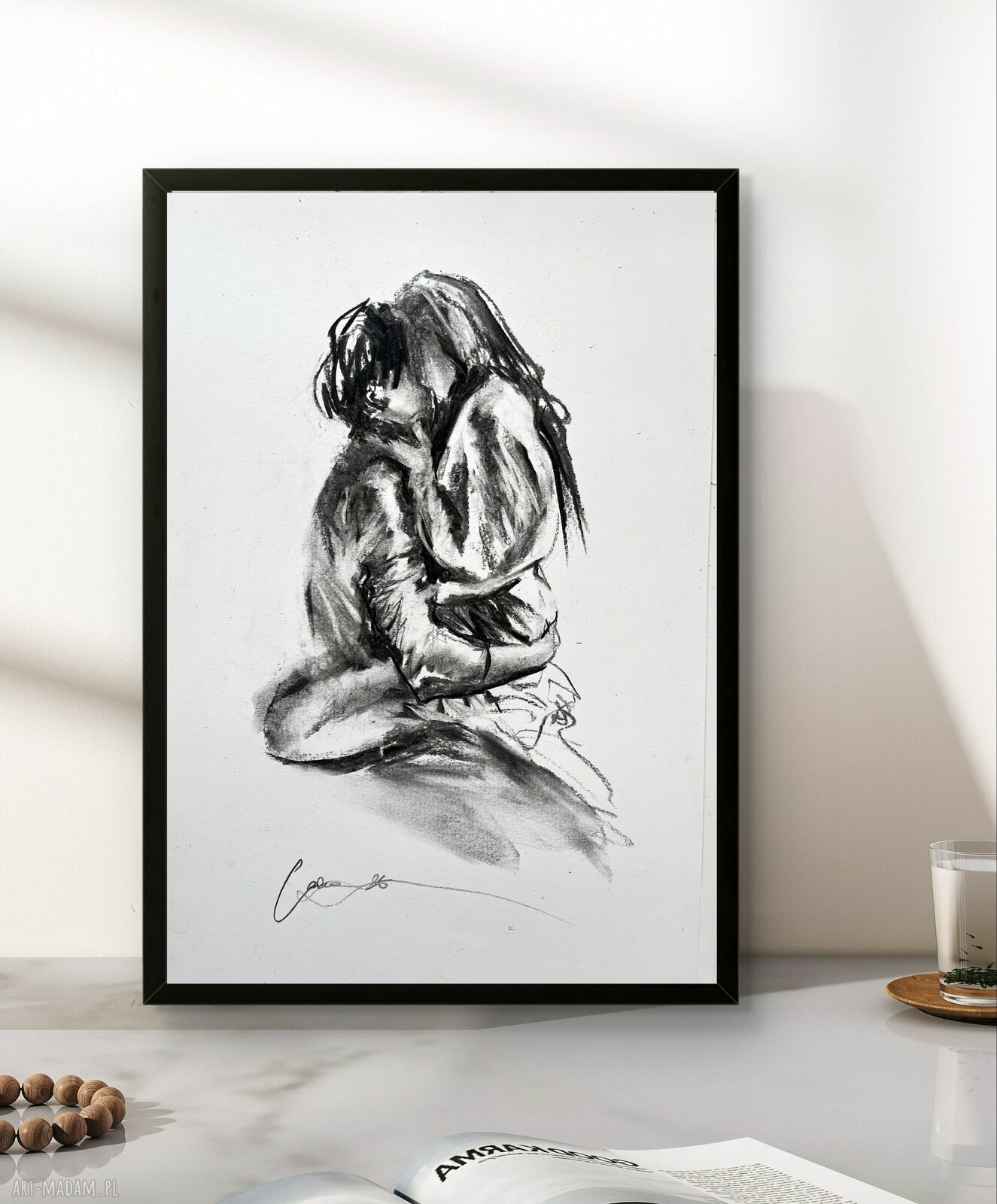 Z Tobą - rysunek węglem 30x42 cm (A3) handmade