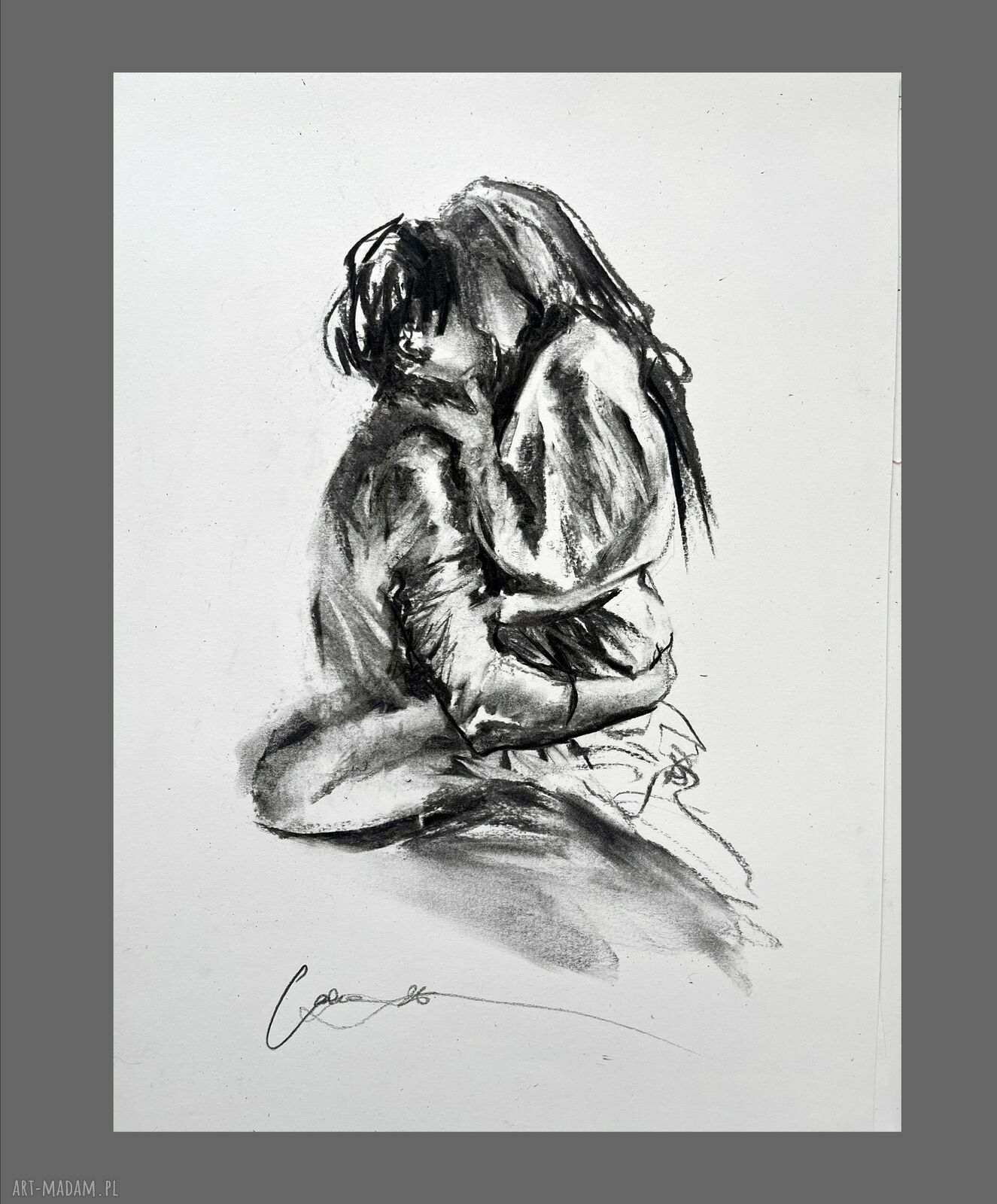 Z Tobą - rysunek węglem 30x42 cm (A3) handmade