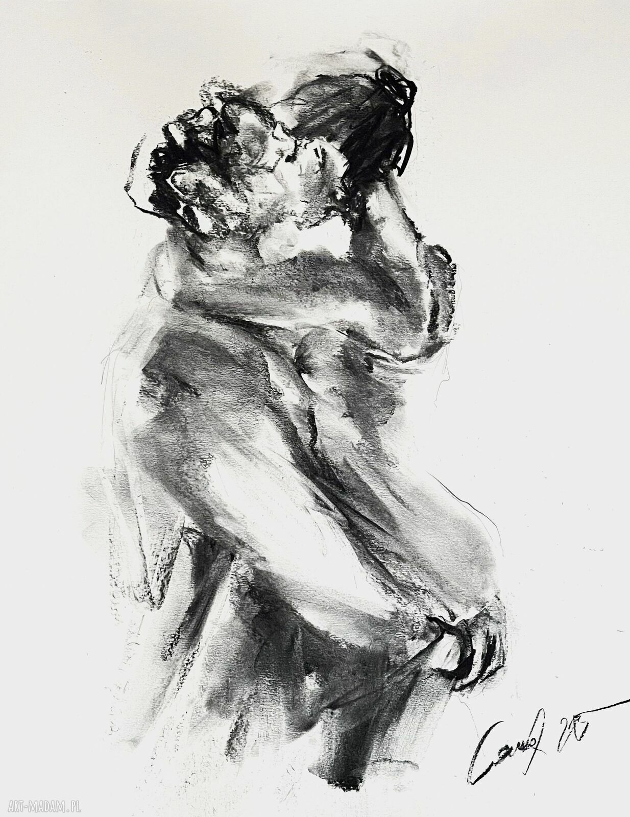 „Z Tobą” - obraz czarno-biały para kochanków 50x60
