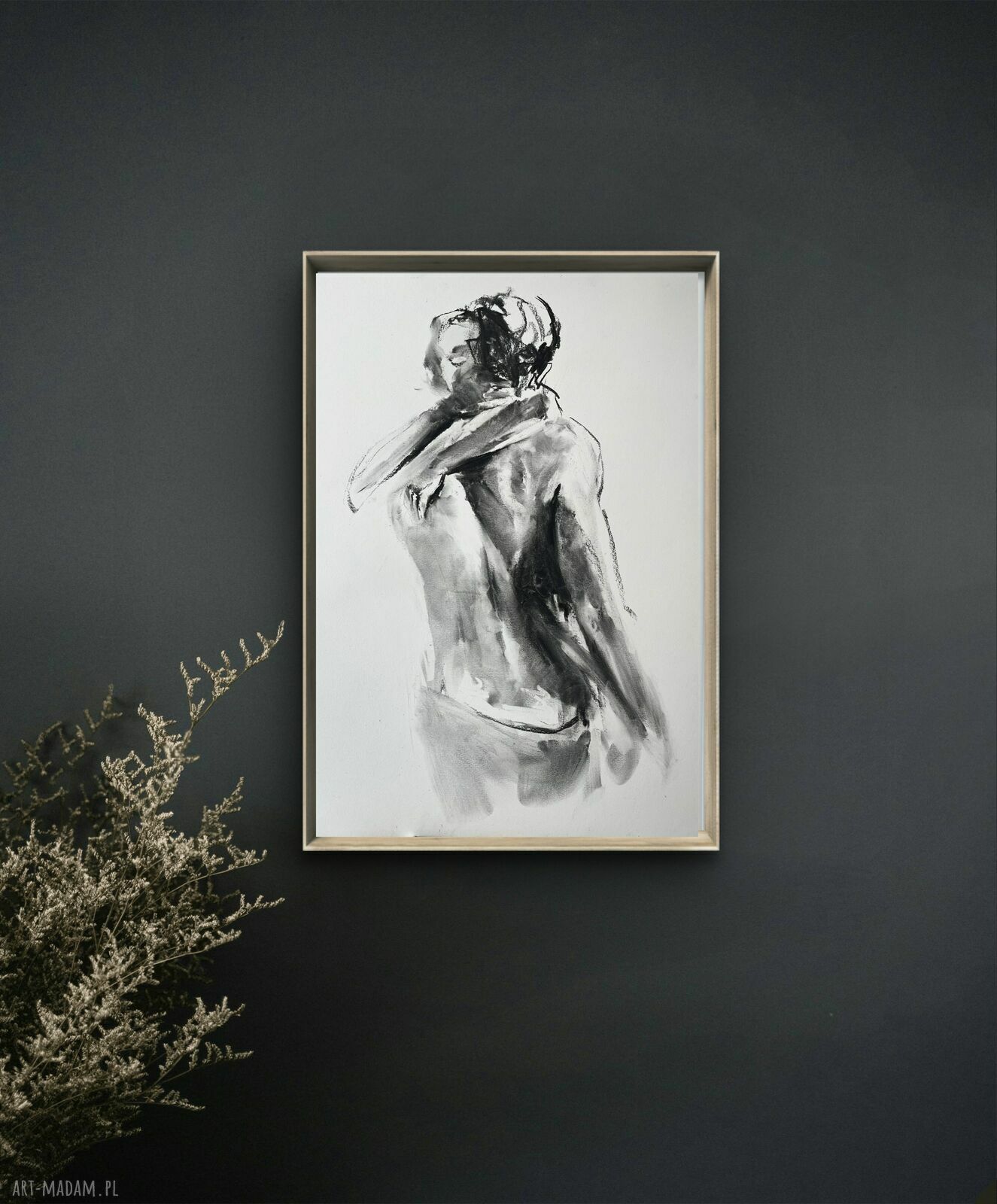 Z Tobą - grafika 50x70 z rysunkiem węglem do sypialni i nad łóżko