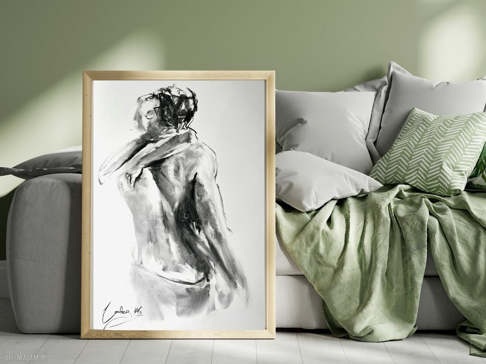 Z Tobą - rysunek z węgla 50x70 do sypialni