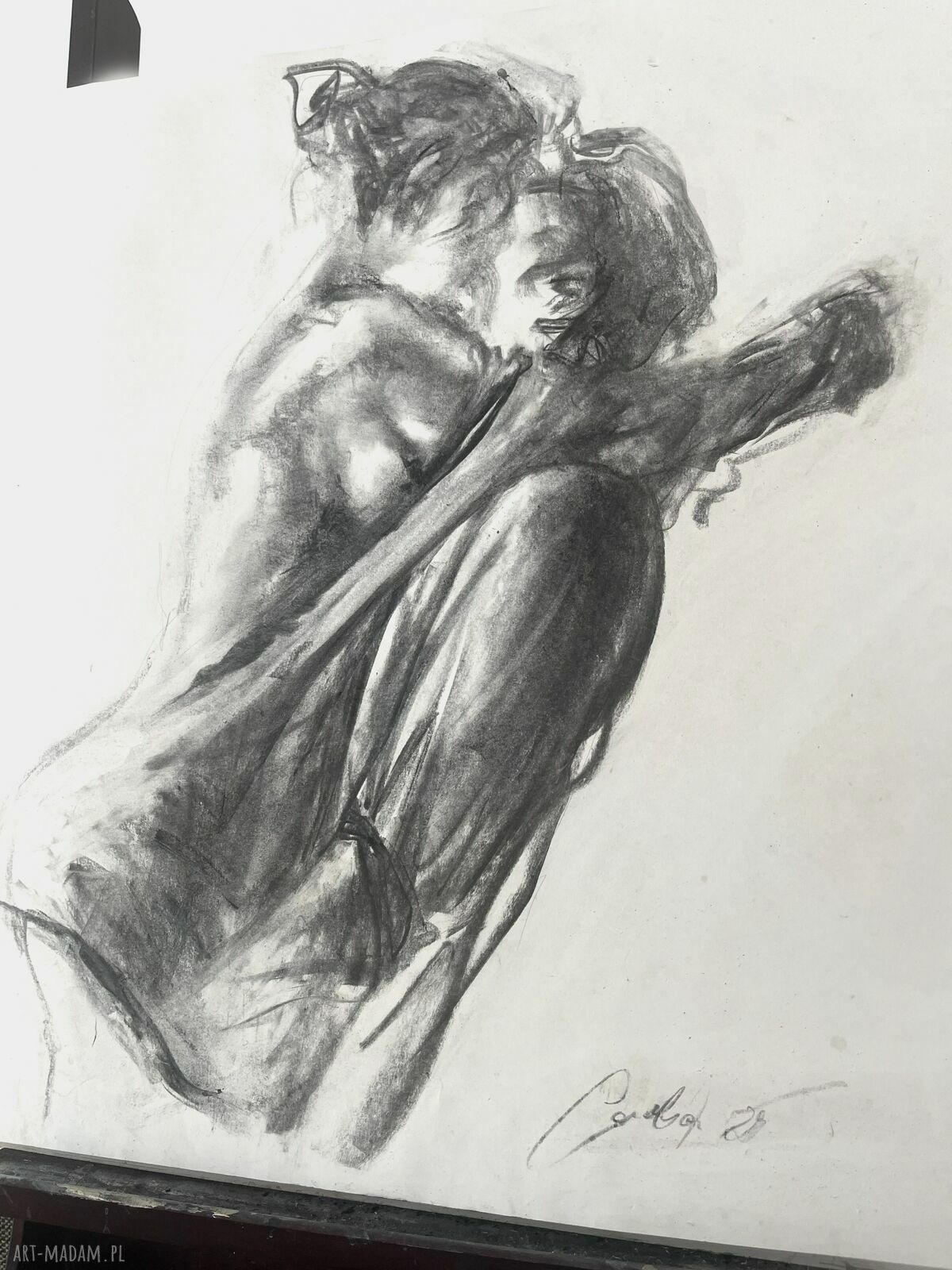 Czarno-biała grafika „Z Tobą” 70x70 do sypialni - nad łóżko