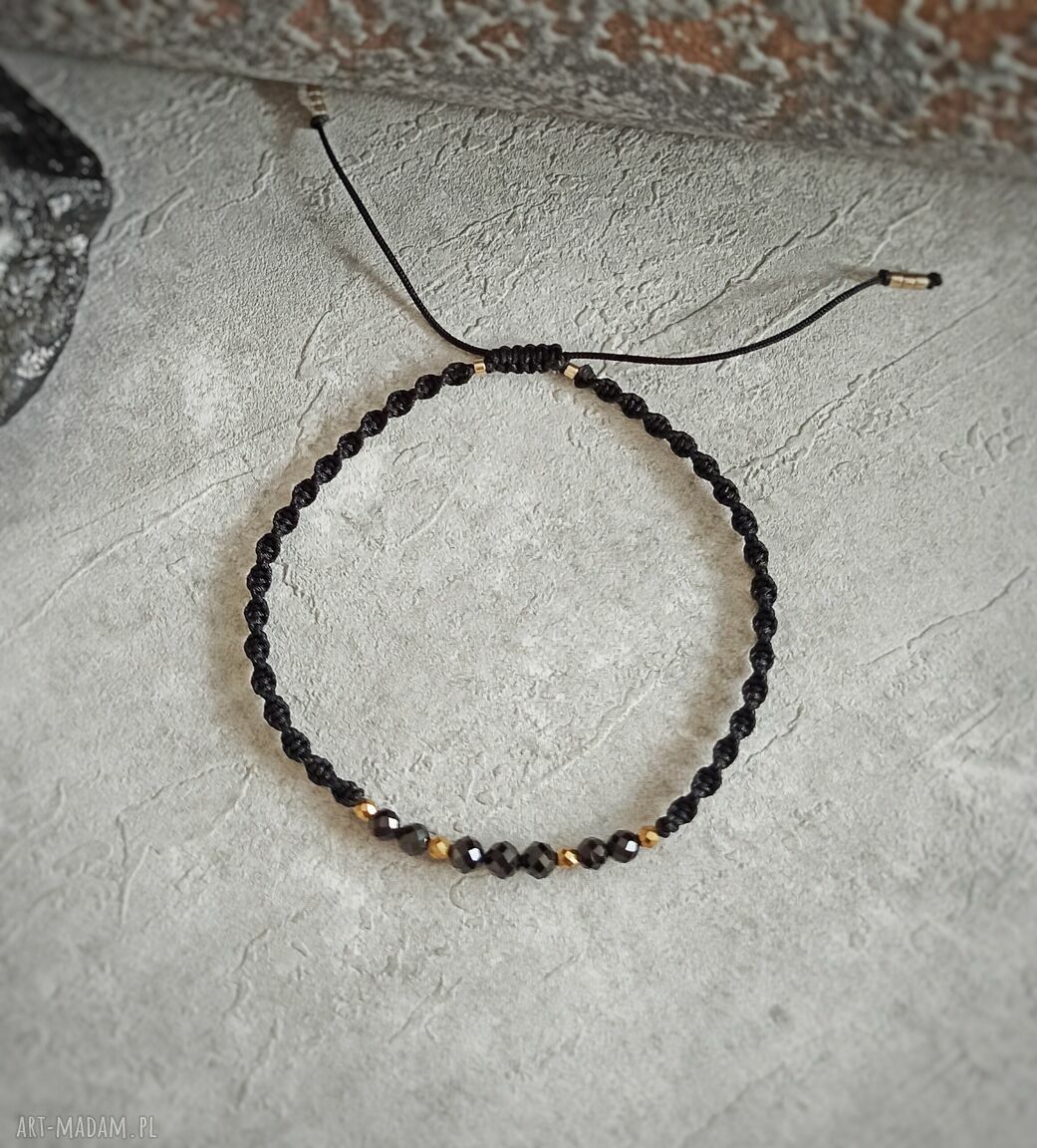 Bransoletka z turmalinem - handmade w technice makramy