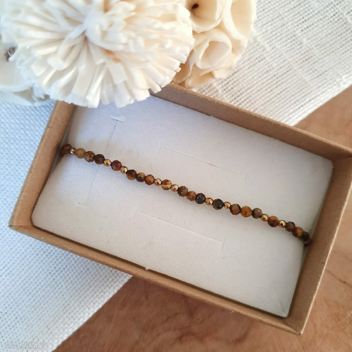 Bransoletka z tygrysim okiem i hematytem - regulowana, handmade