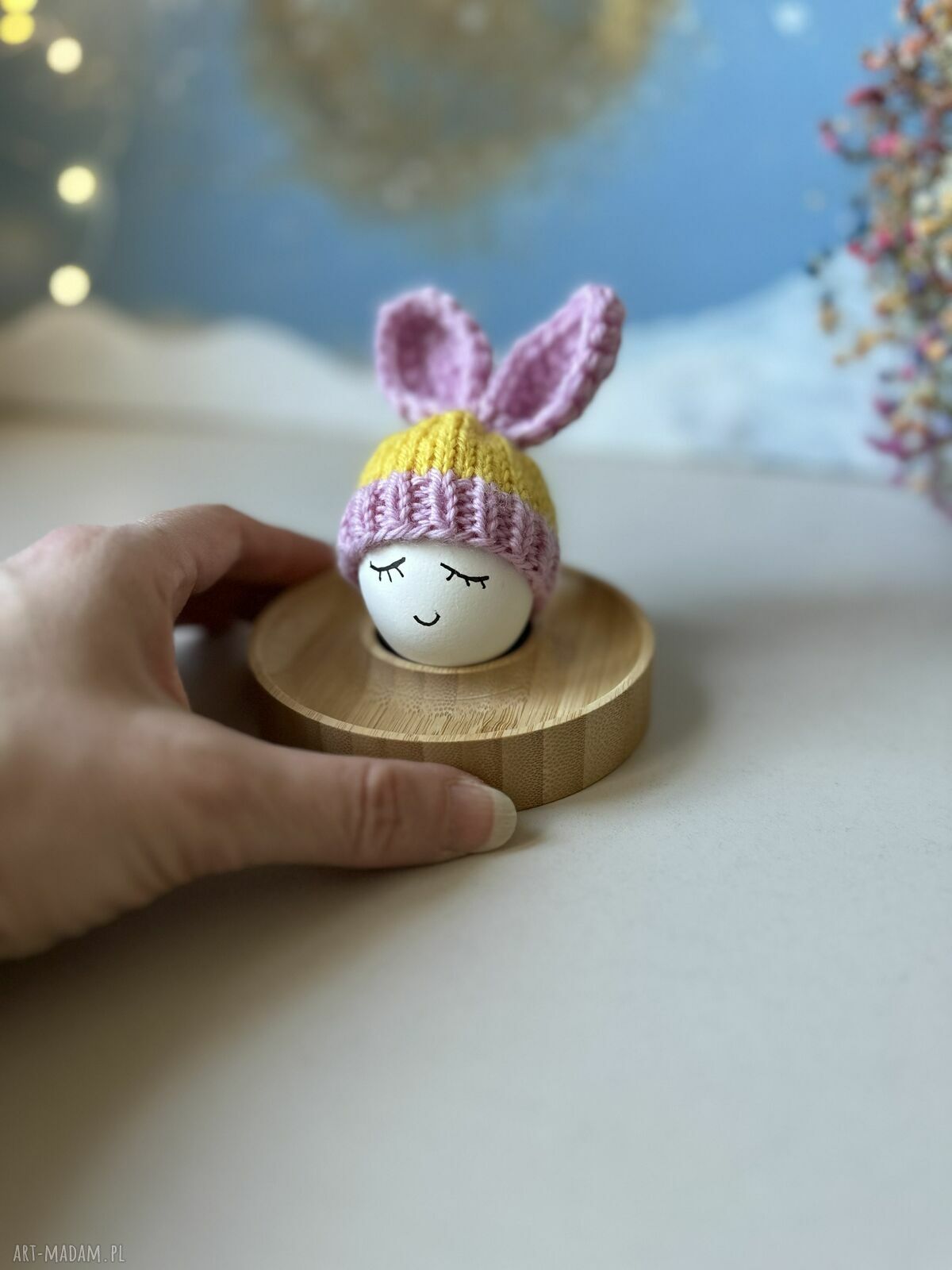 Czapeczka z uszami zająca na jajka wielkanocne - 1 sztuka