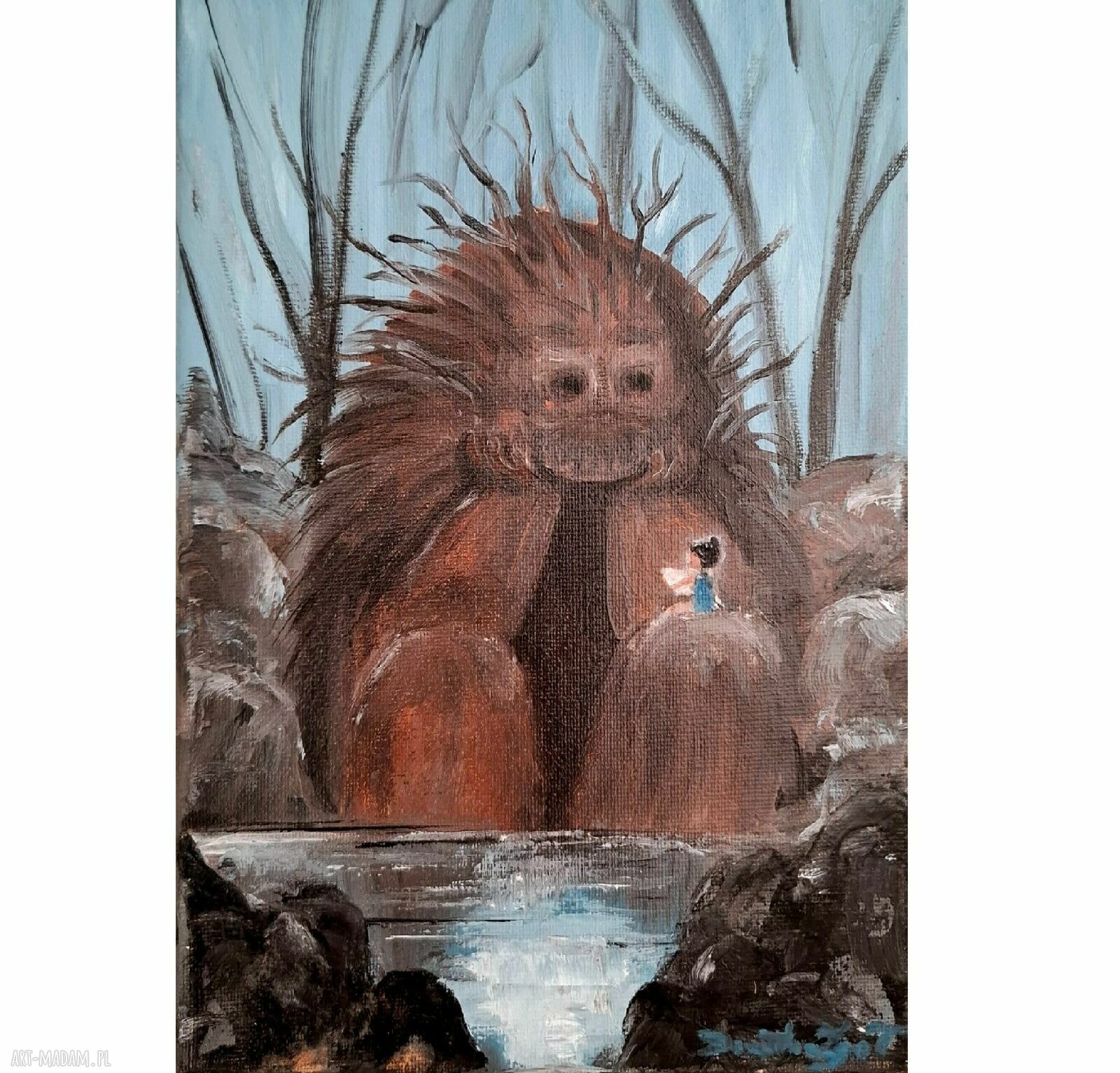 Za siedmioma lasami - obraz olejny na płótnie 18x24 cm bez ram