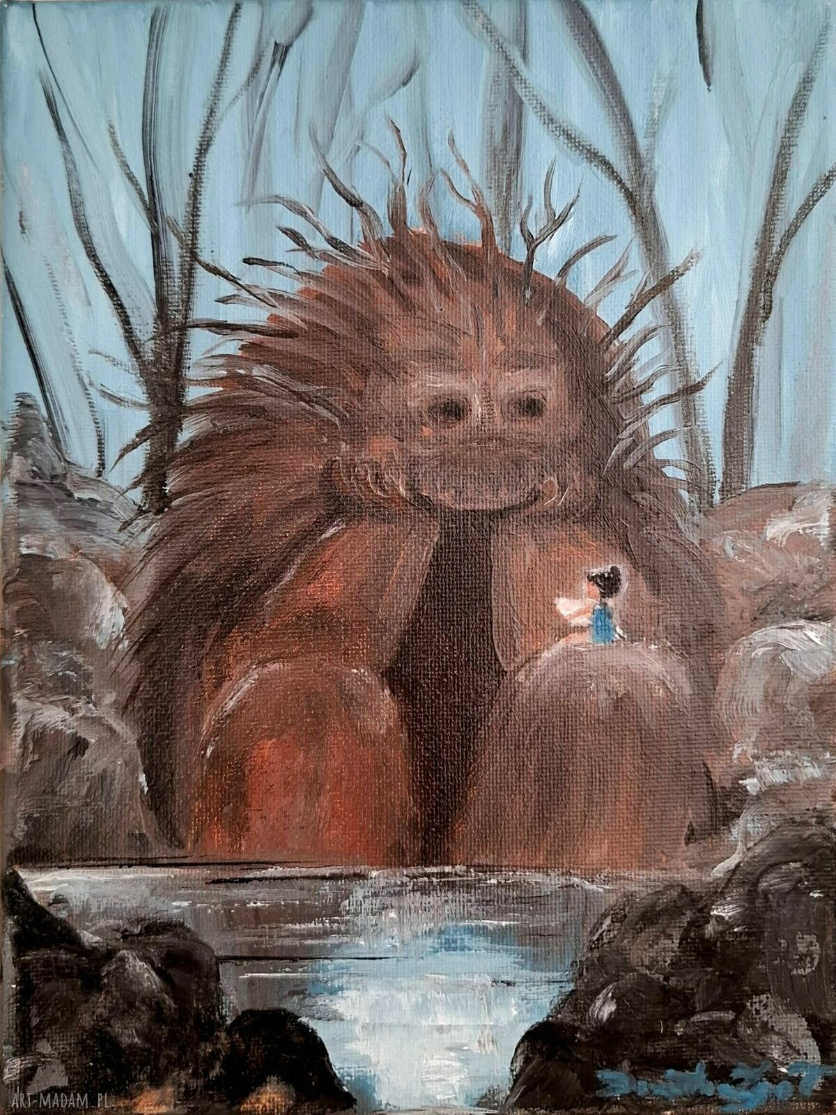 Za siedmioma lasami - obraz olejny na płótnie 18x24 cm (bez ram)