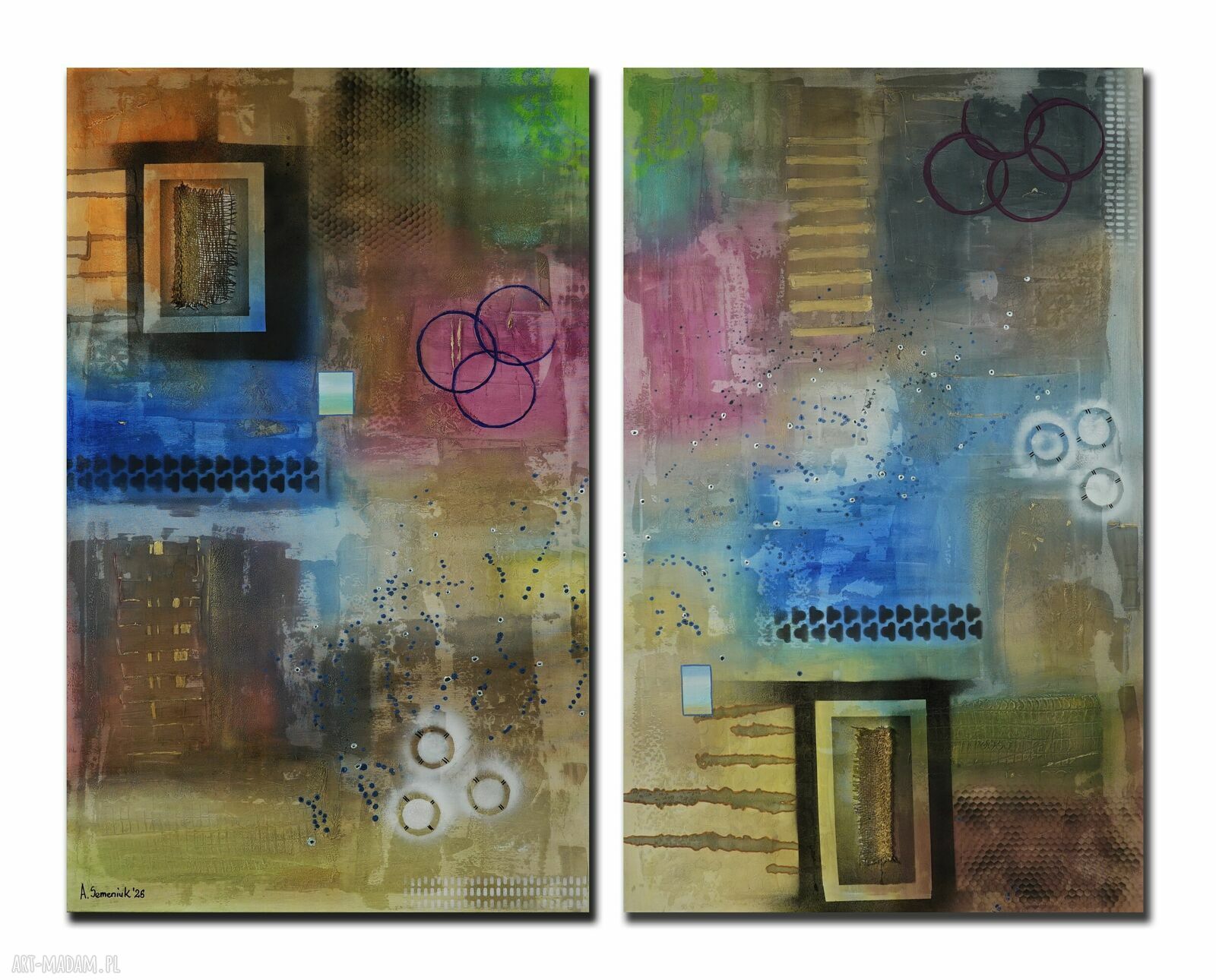 „Za trzysta metrów skręć w lewo” - dyptyk abstrakcyjny 2x120x80 cm
