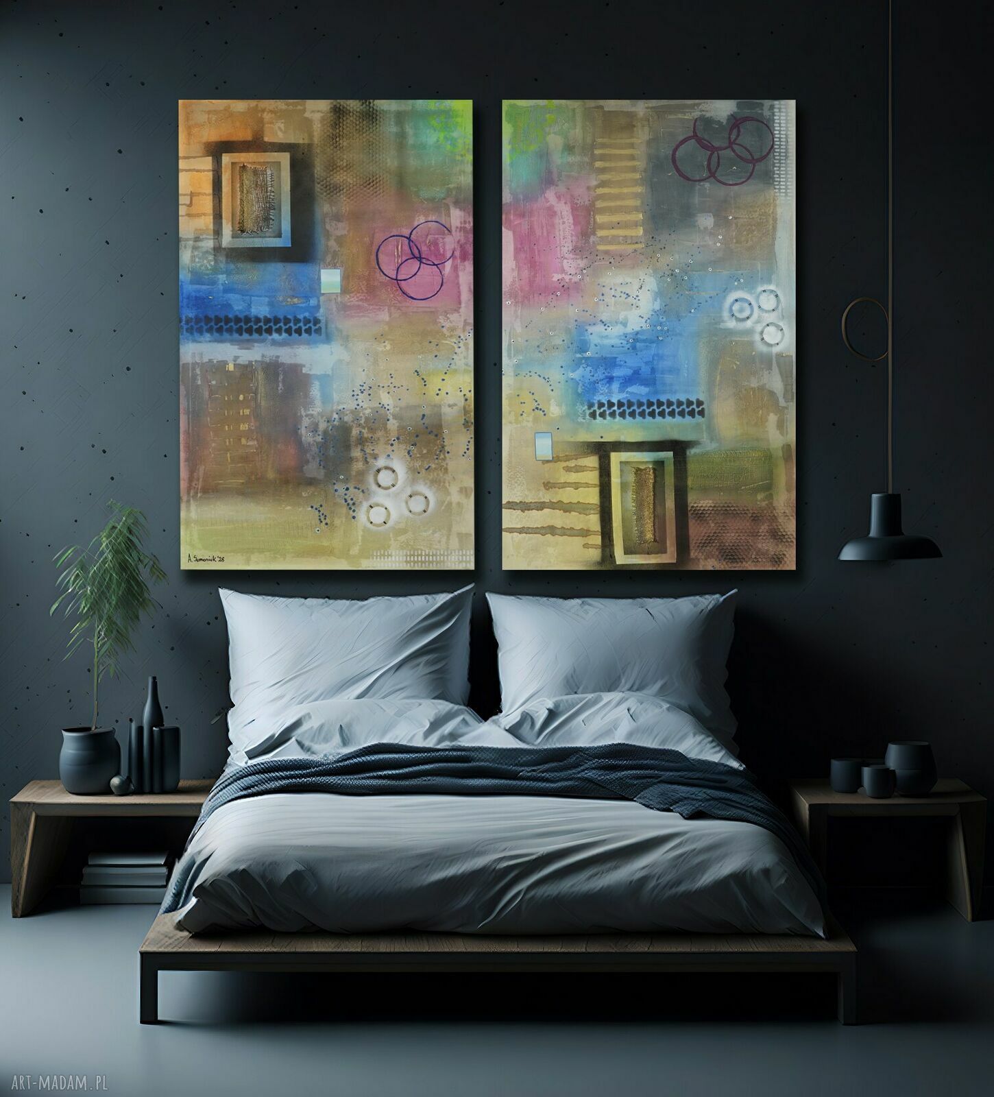 „Za trzysta metrów skręć w lewo” - dyptyk abstrakcyjny 2x120x80 cm