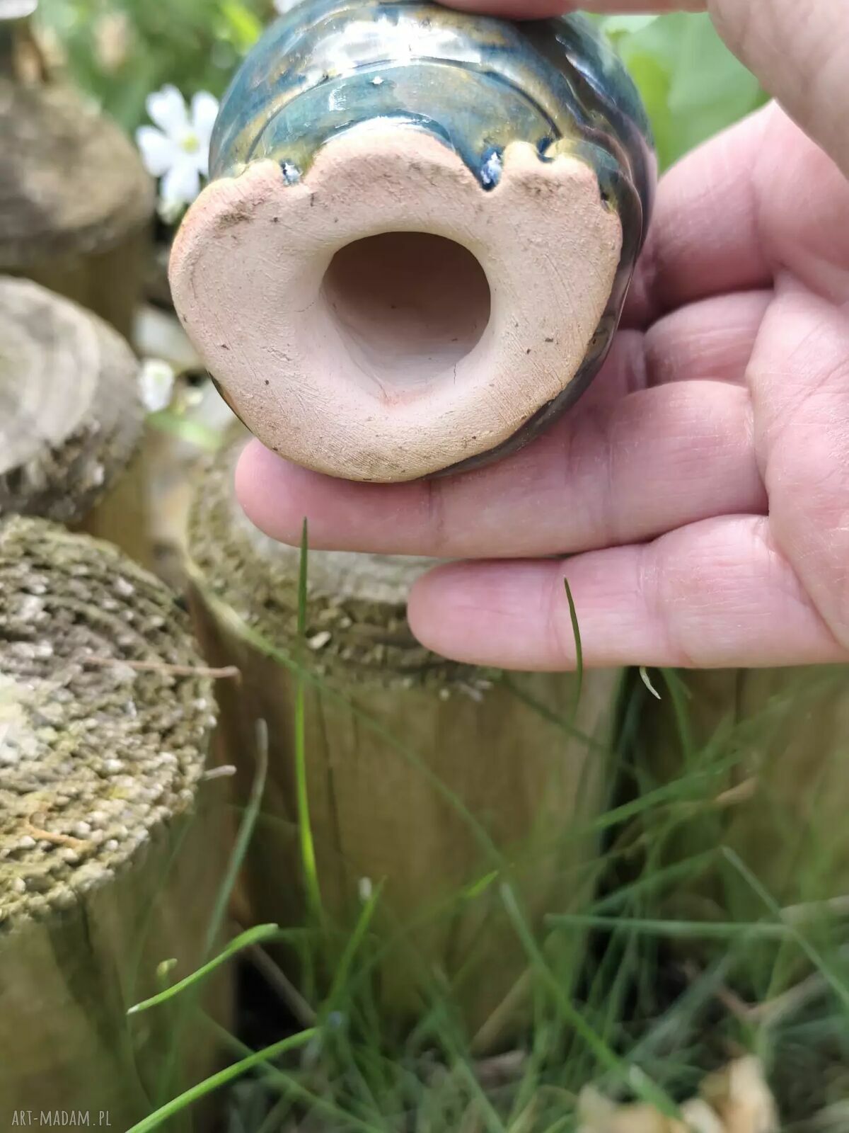 Żaba ceramiczna - ręcznie wykonana figurka do doniczki