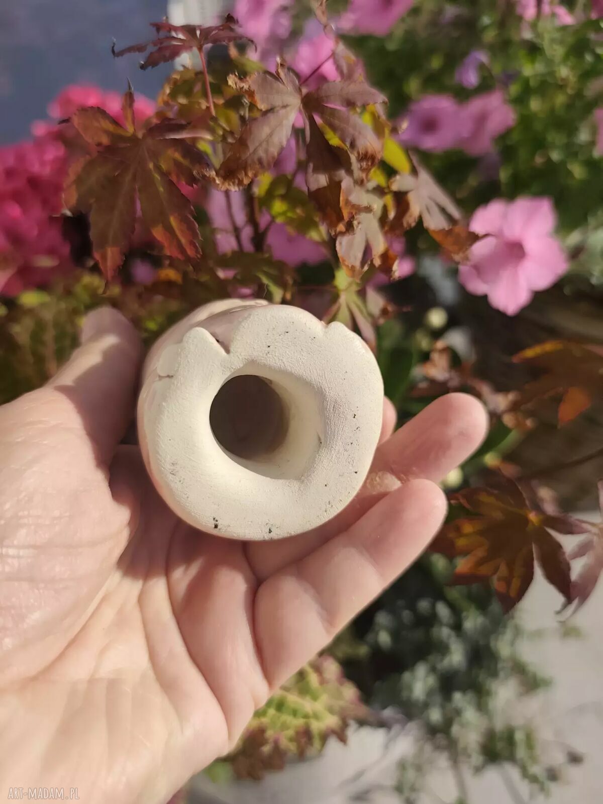 Różowa żaba ceramiczna do doniczki i na prezent