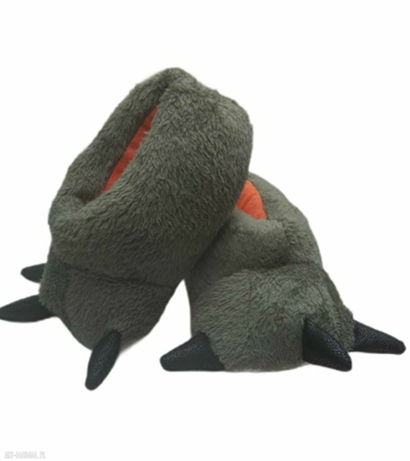 Zabawne kapcie ŁAPY DINOZAURA, roz. 28/29 (18,5 cm) - wełna merynos