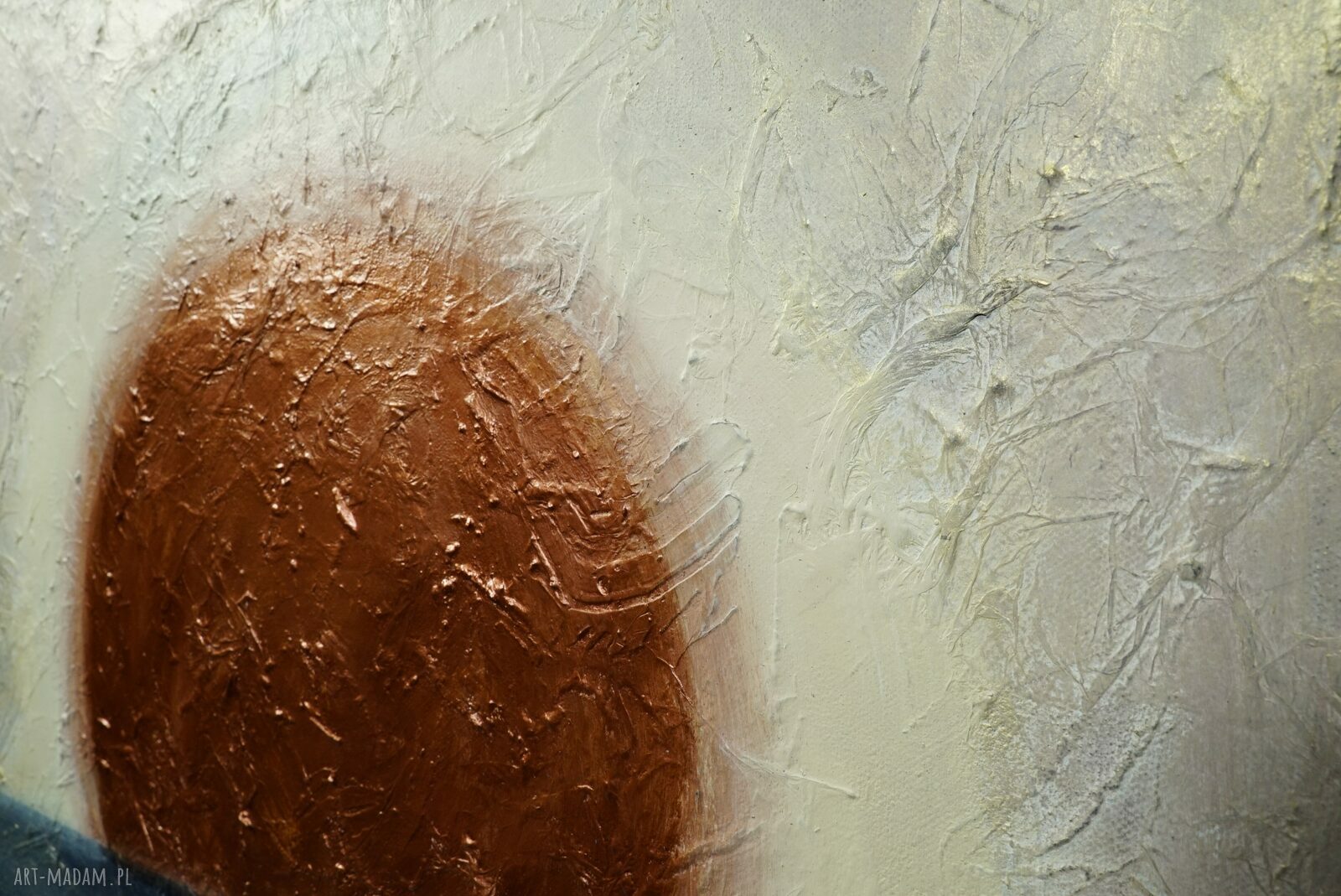 Zachód - abstrakcyjny obraz 3D w niebiesko-złotej palecie (60 x 60 cm)