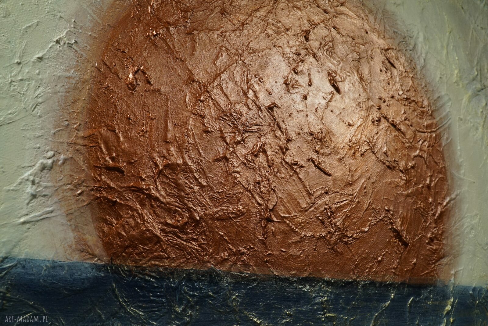 Zachód - abstrakcyjny obraz 3D w niebiesko-złotej palecie (60 x 60 cm)
