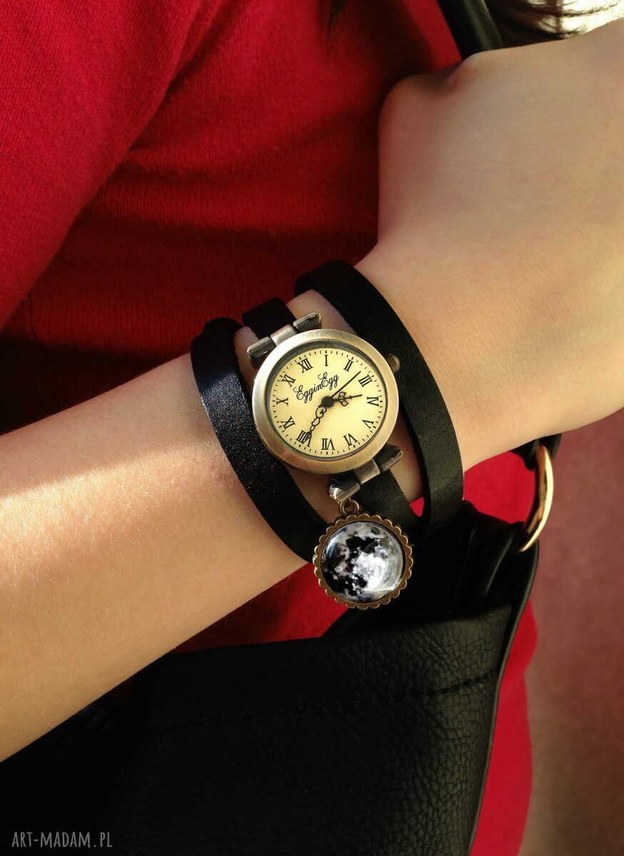 zegarki: Zaćmienie słońca zegarek / bransoletka na skórzanym pasku handmade