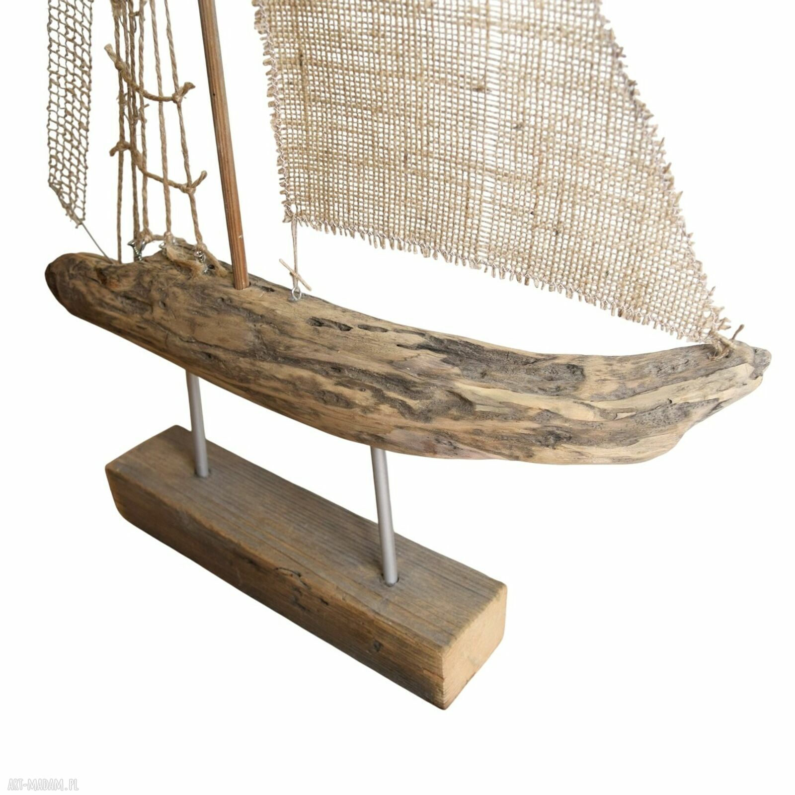 Żaglowiec ze starego drewna - marynistyczna dekoracja handmade (wabi-sabi)