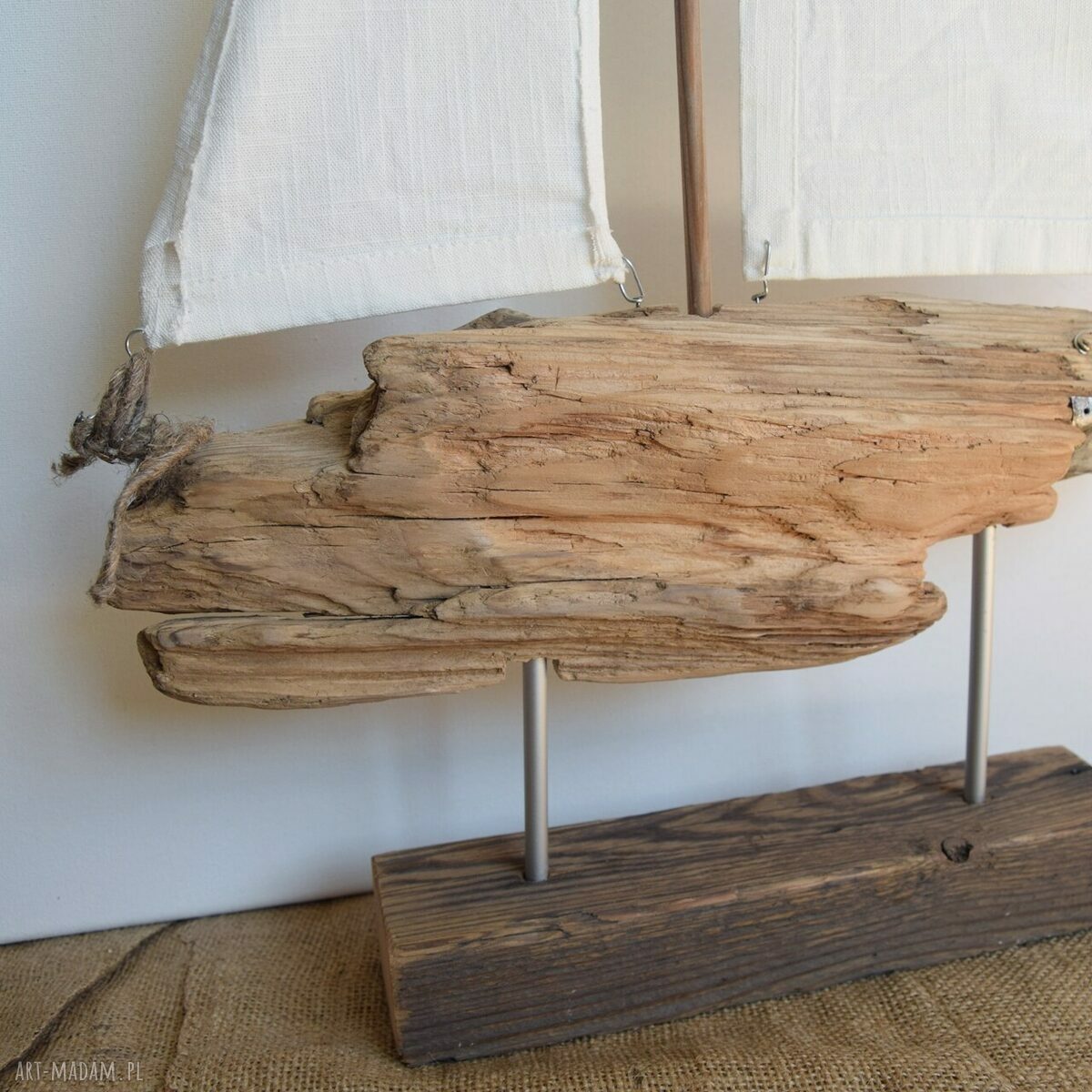 Żaglowiec ze starego drewna - dekoracja Japandi Wabi-sabi (unikat)