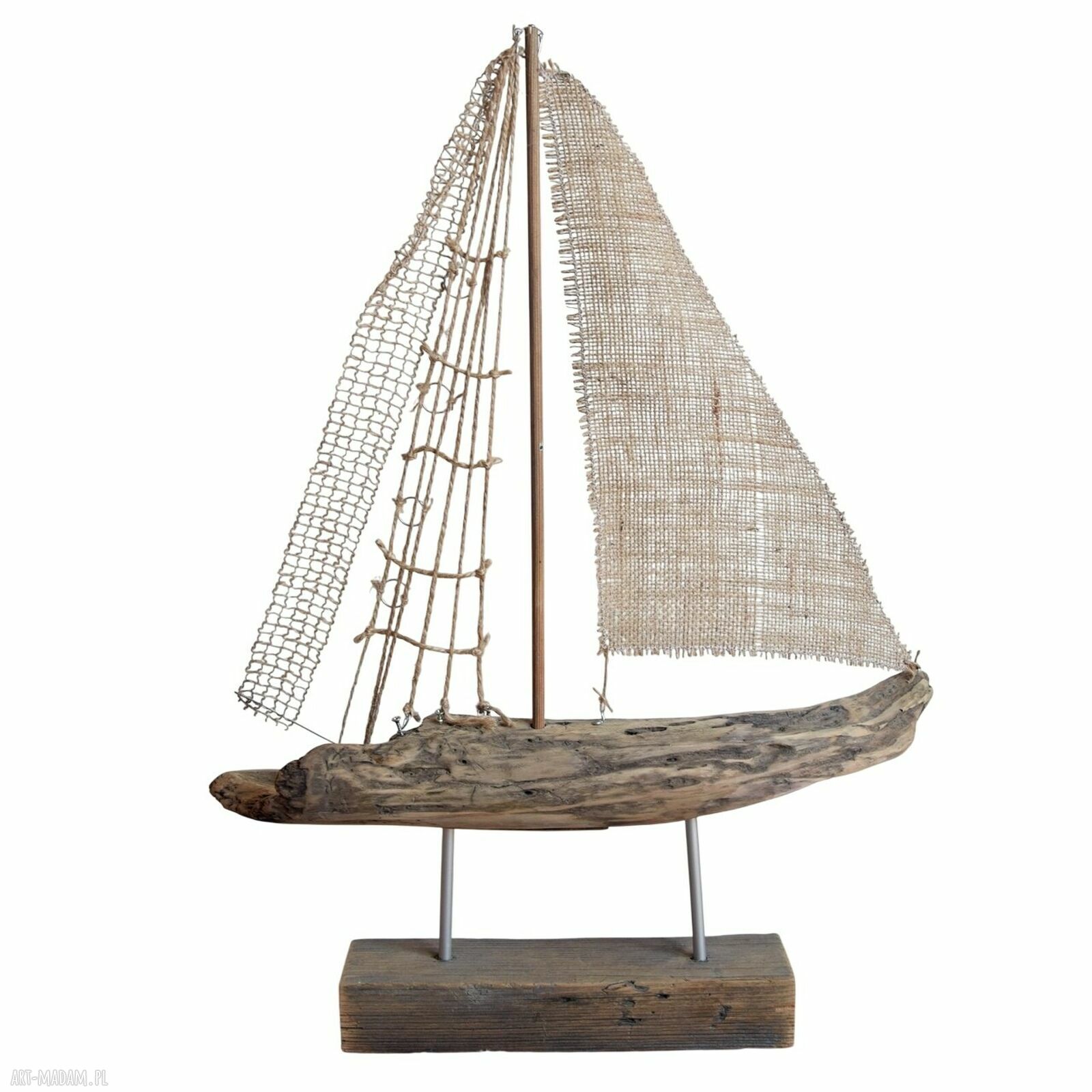 Żaglowiec ze starego drewna - marynistyczna dekoracja handmade (wabi-sabi)