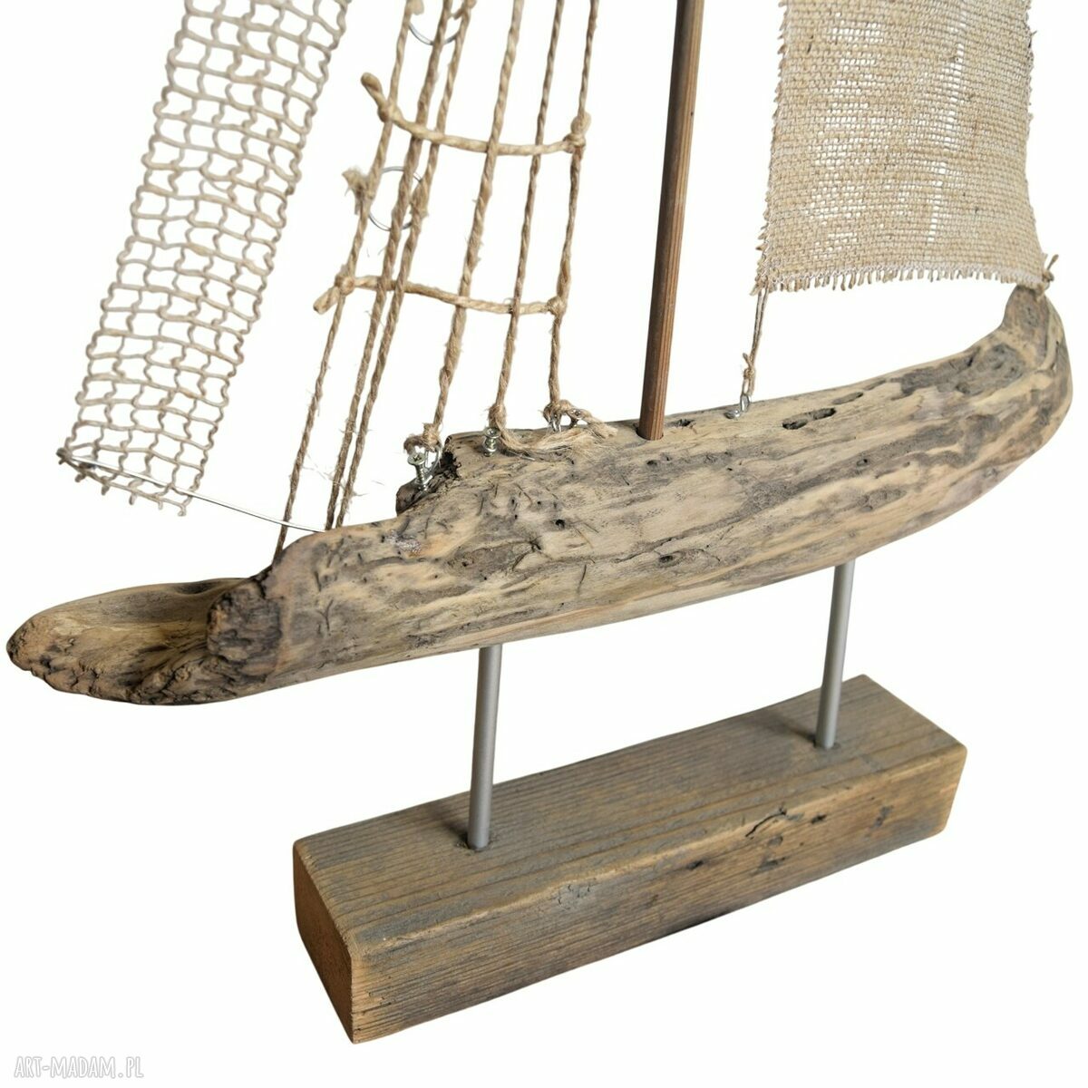 Żaglowiec ze starego drewna - marynistyczna dekoracja handmade (wabi-sabi)
