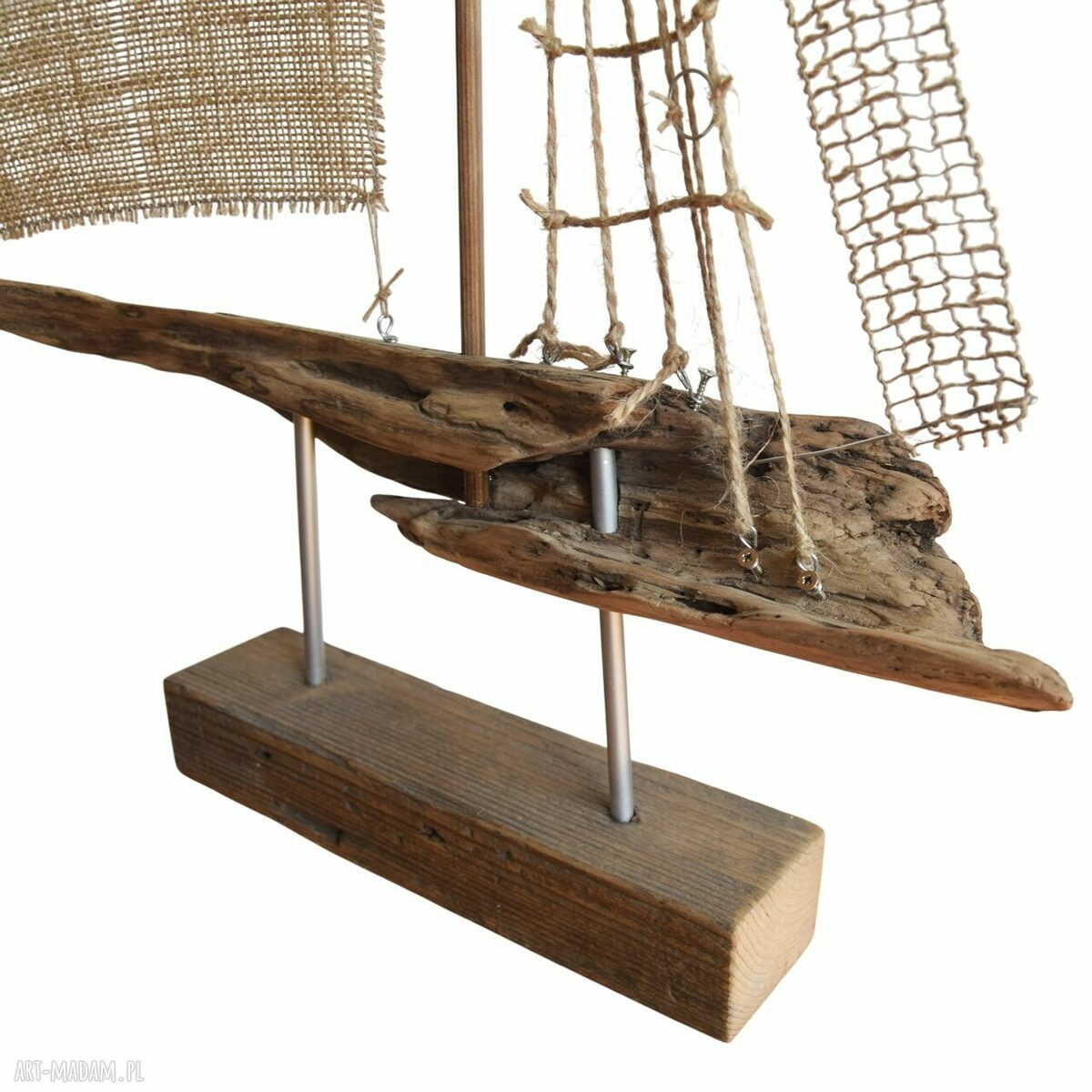 Żaglowiec ze starego drewna - marynistyczna dekoracja handmade (wabi-sabi)
