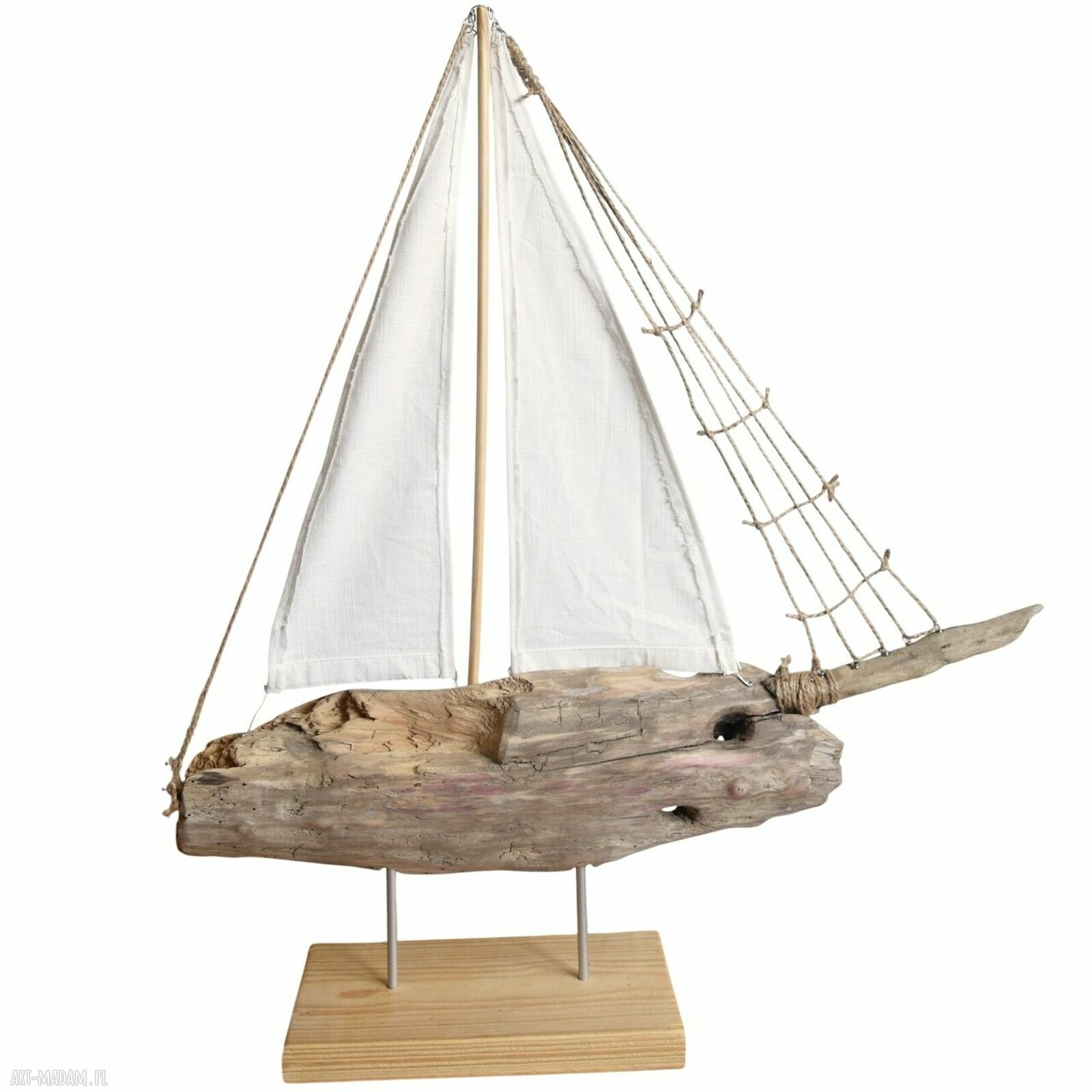 Żaglowiec ze starego drewna - rękodzieło handmade (dekoracja marynistyczna)