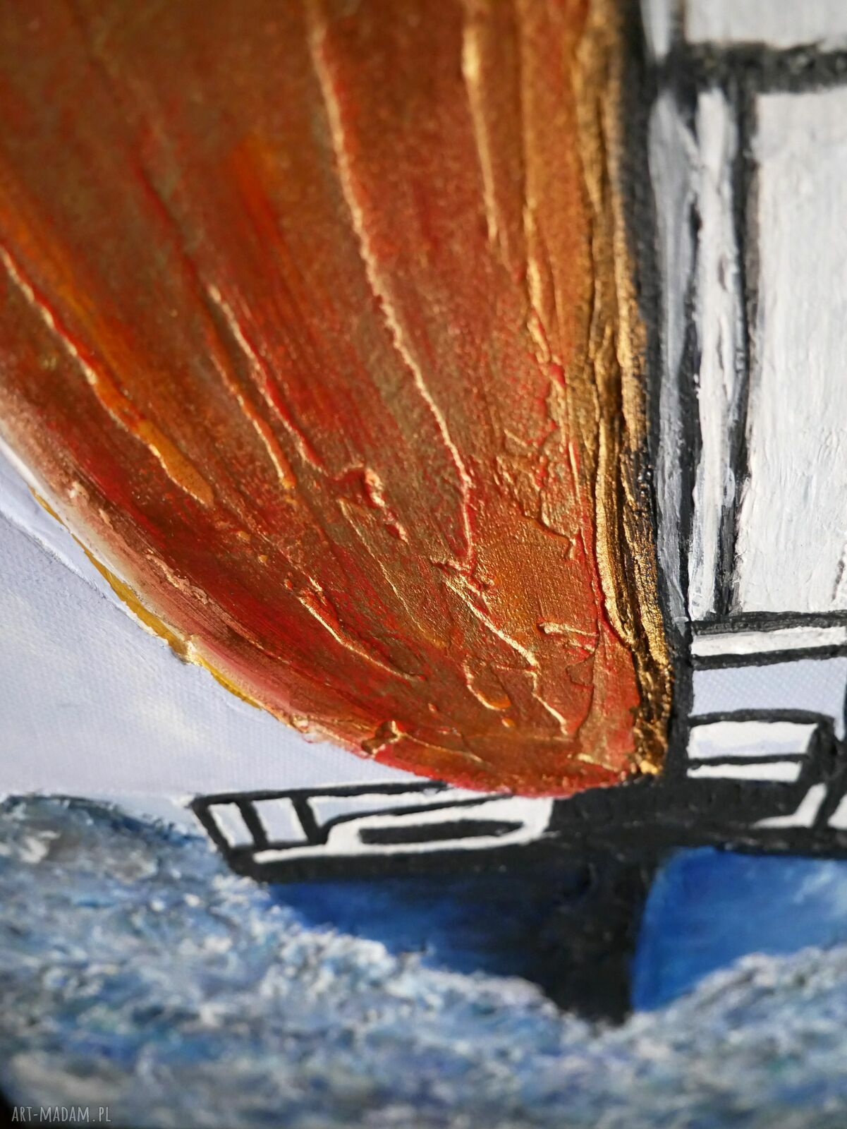 Żaglówka - obraz akrylowy 30x40 cm z fakturą i metalicznym woskiem