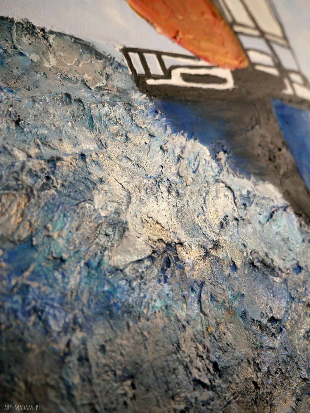 Żaglówka - obraz akrylowy 30x40 cm z fakturą i metalicznym woskiem