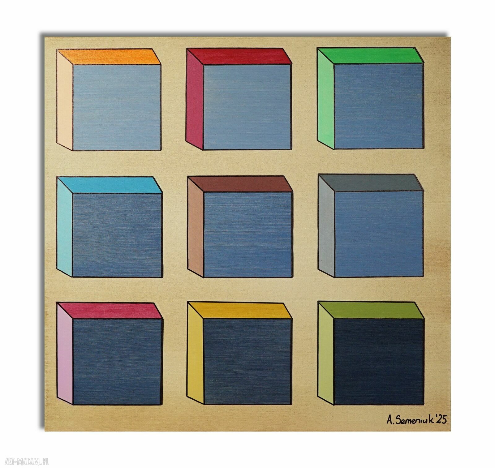 Zagrajmy w kolory 8 - abstrakcja geometryczna na płótnie 70x70