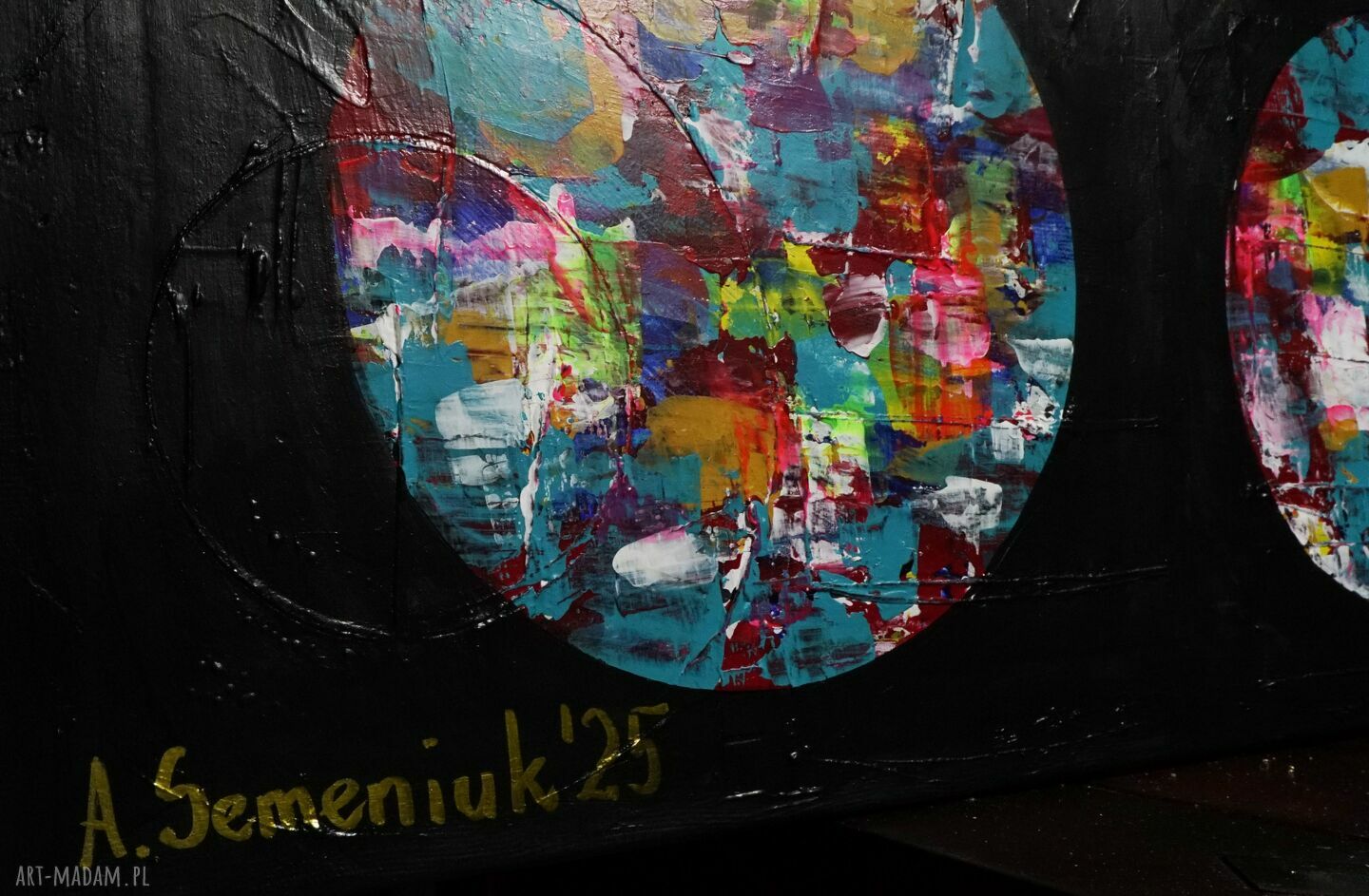 "Zagrajmy w kolory 7" - obraz abstrakcyjny na płótnie 100 x 90 cm
