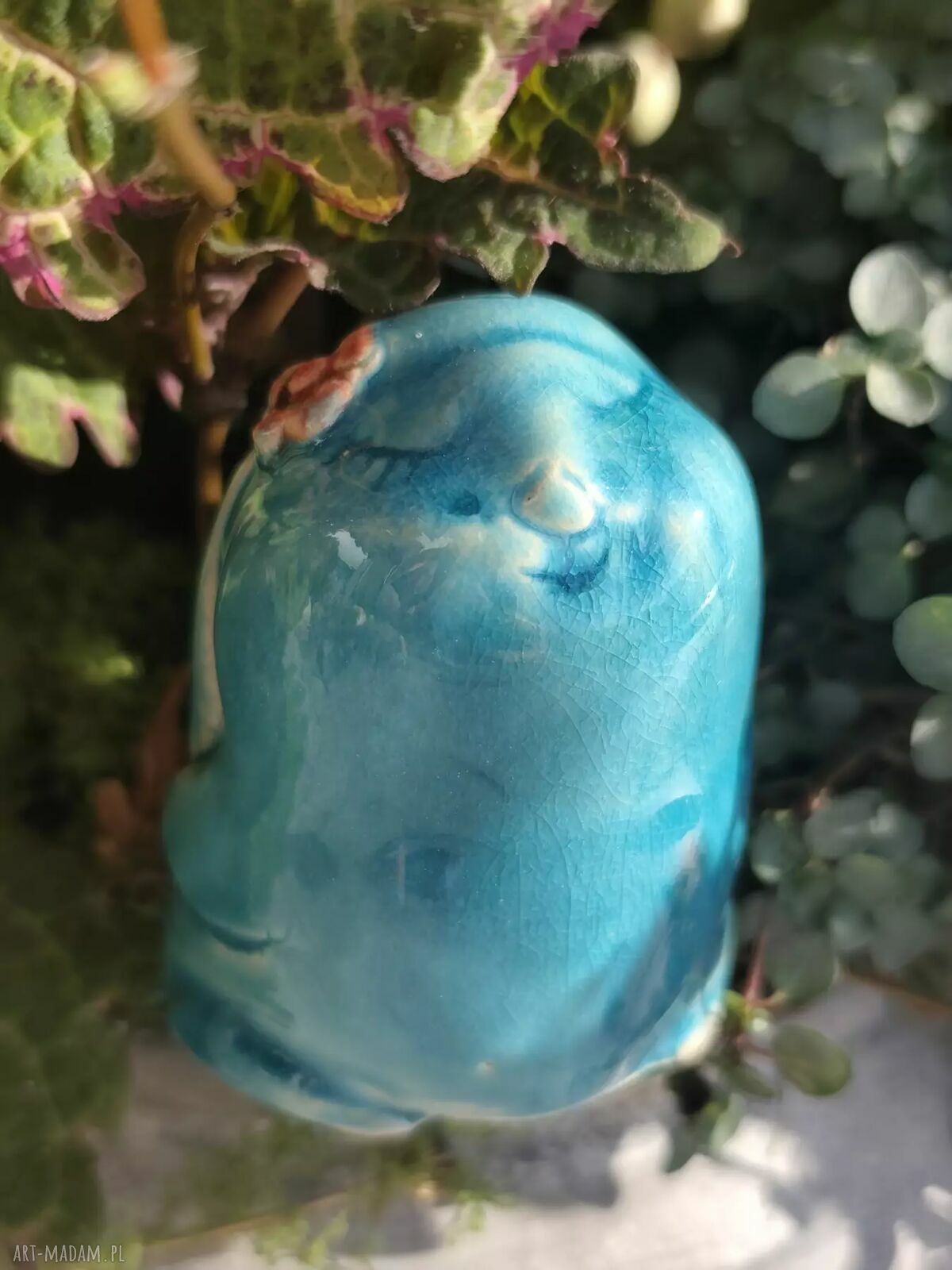 Turkusowy zając ceramiczny - wyjątkowa figurka handmade do domu i ogrodu