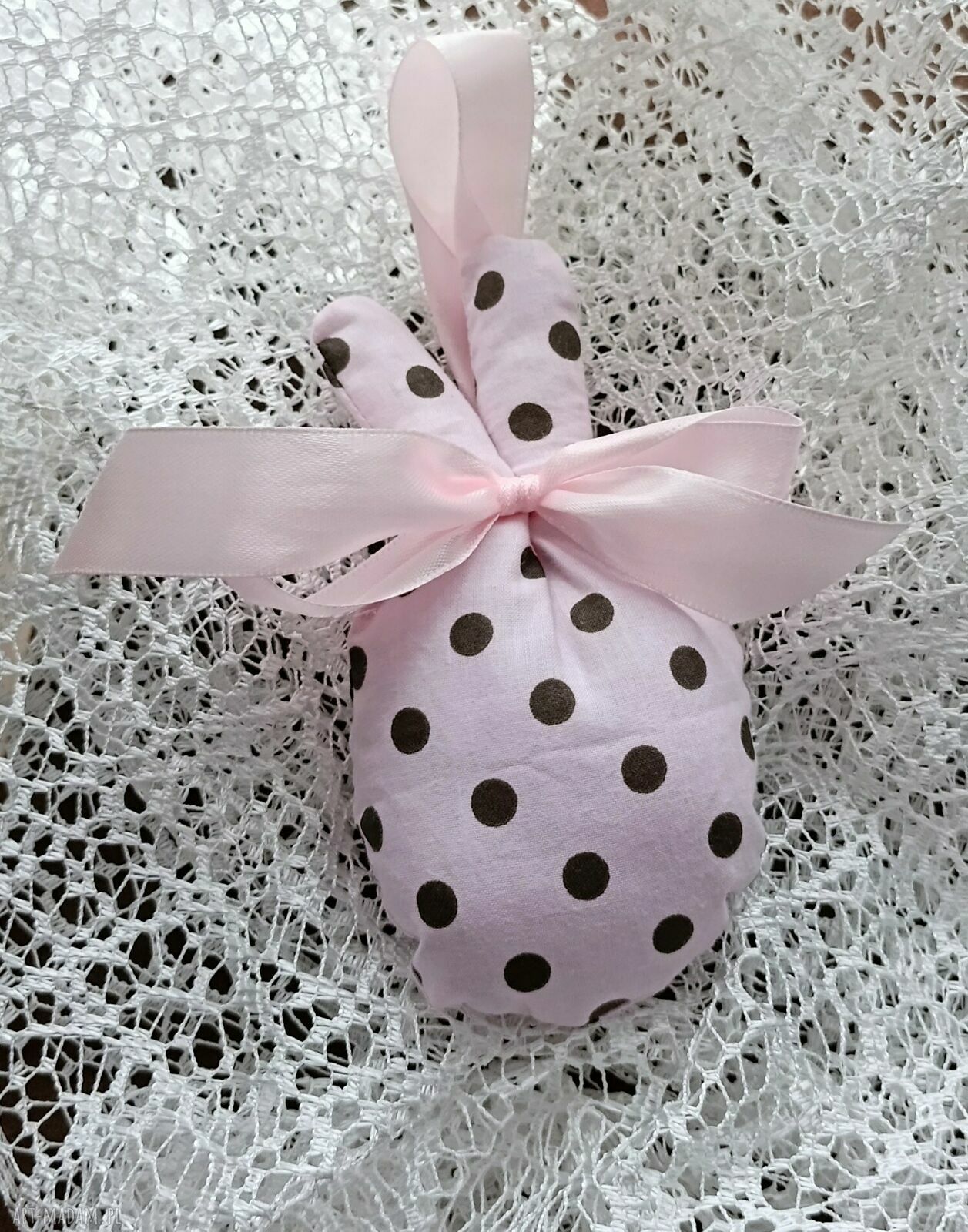 Zając i królik - wielkanocna zawieszka w grochy handmade