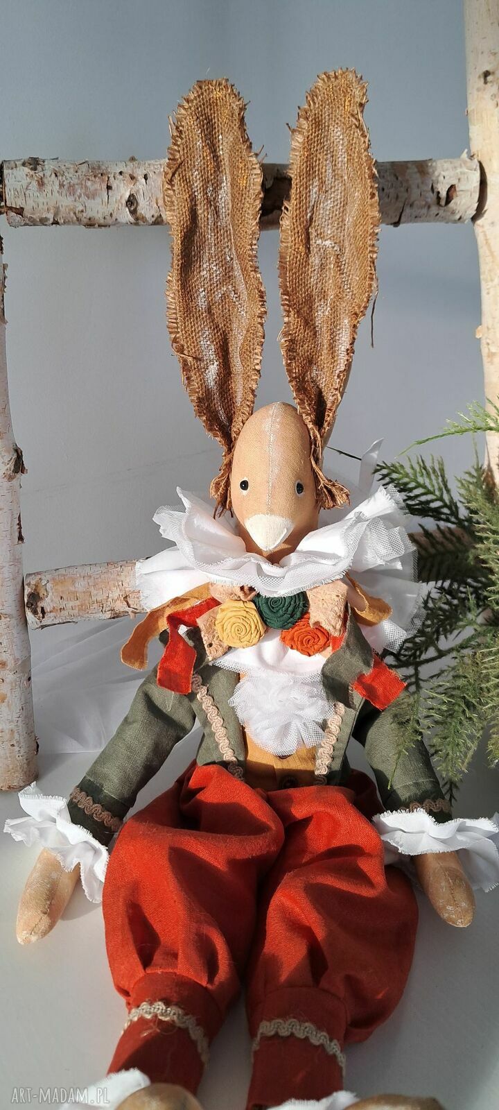 Zając w stylu vintage rudo-musztardowo-khaki
